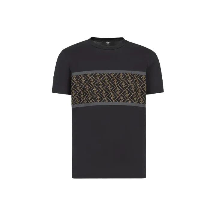 Fendi Fendi Logo Print Casual Black T-Shirt 0079 Size US M / EU 48-50 / 2 - 1 Thumbnail