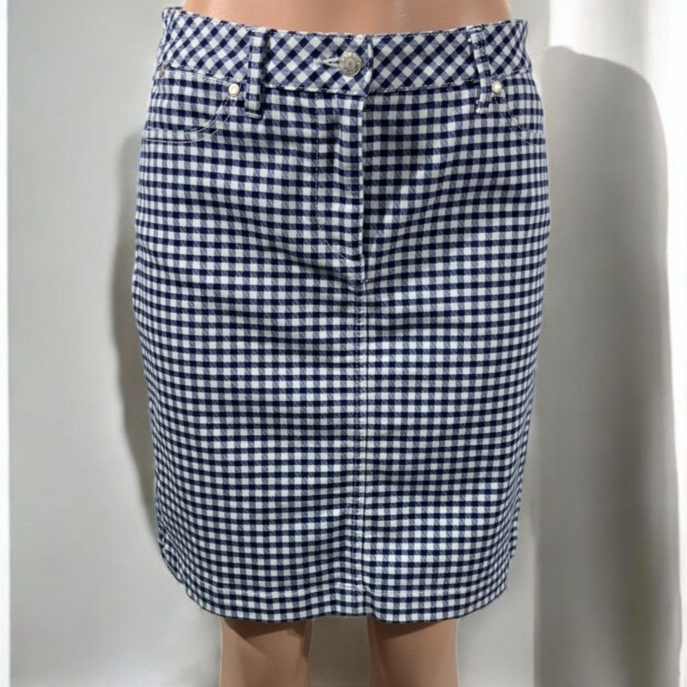 Talbots Talbots Womens Blue White Gingham Check Mini Skirt 5 Pocket Size 28" / US 6 / IT 42 - 7 Thumbnail