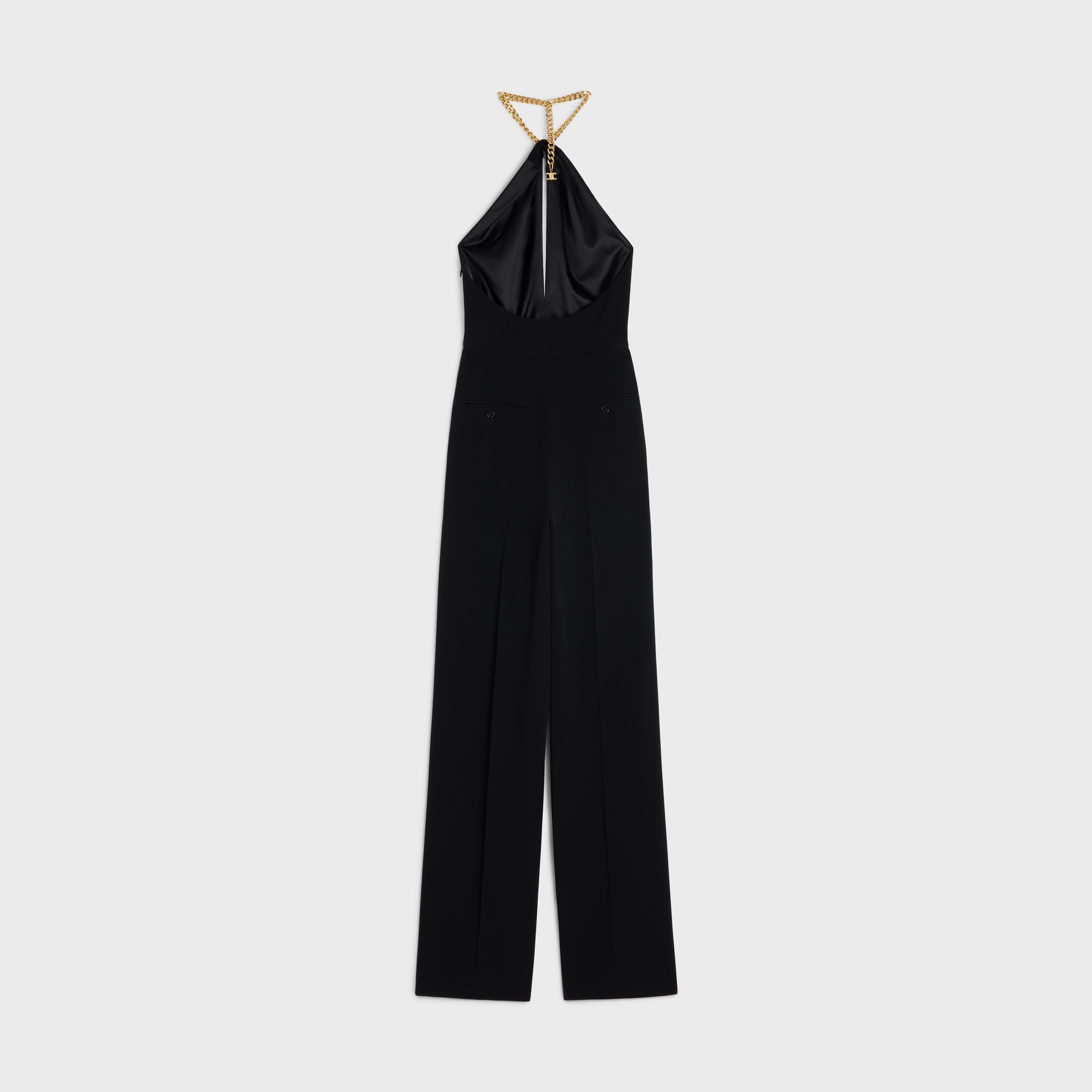 Celine o1bcso1str0824 Jumpsuit Chain Collar Crêpe Satin in Black Size 24" / US 00 / IT 34 - 2 Thumbnail