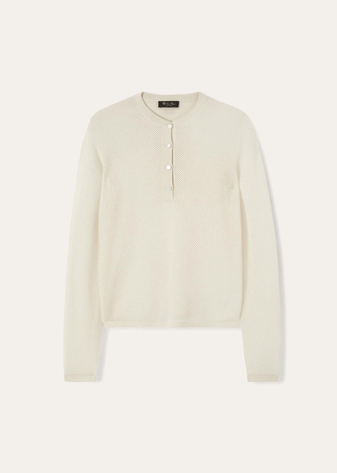 Loro Piana o1srvl11e0824 Port Douglas Henley Sweater in White Size XL / US 12-14 / IT 48-50 - 1 Thumbnail