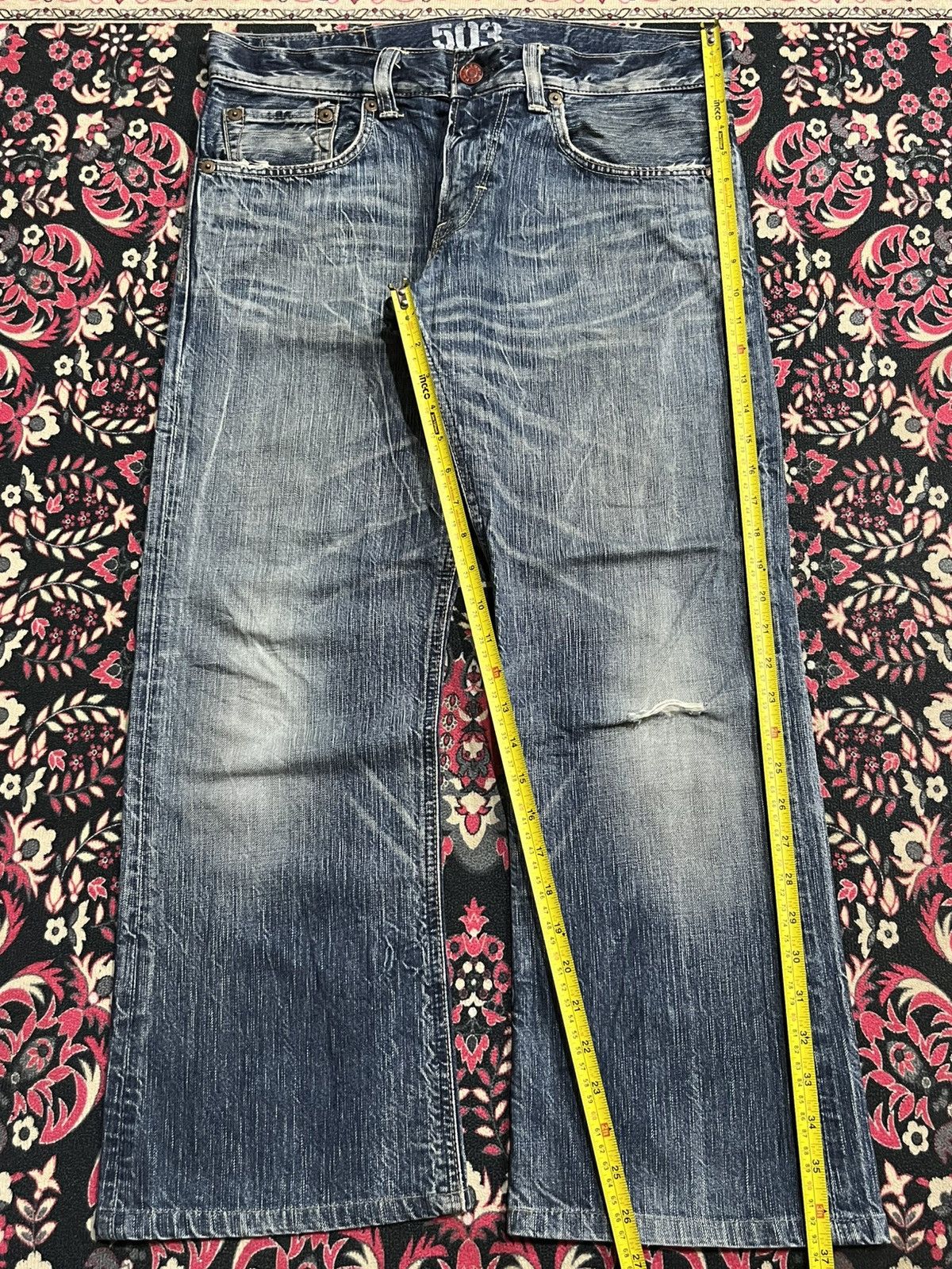Edwin Edwin 503 Blue Trip Blue Faded Washed Ripped Flare Jeans Size US 32 / EU 48 - 11 Thumbnail