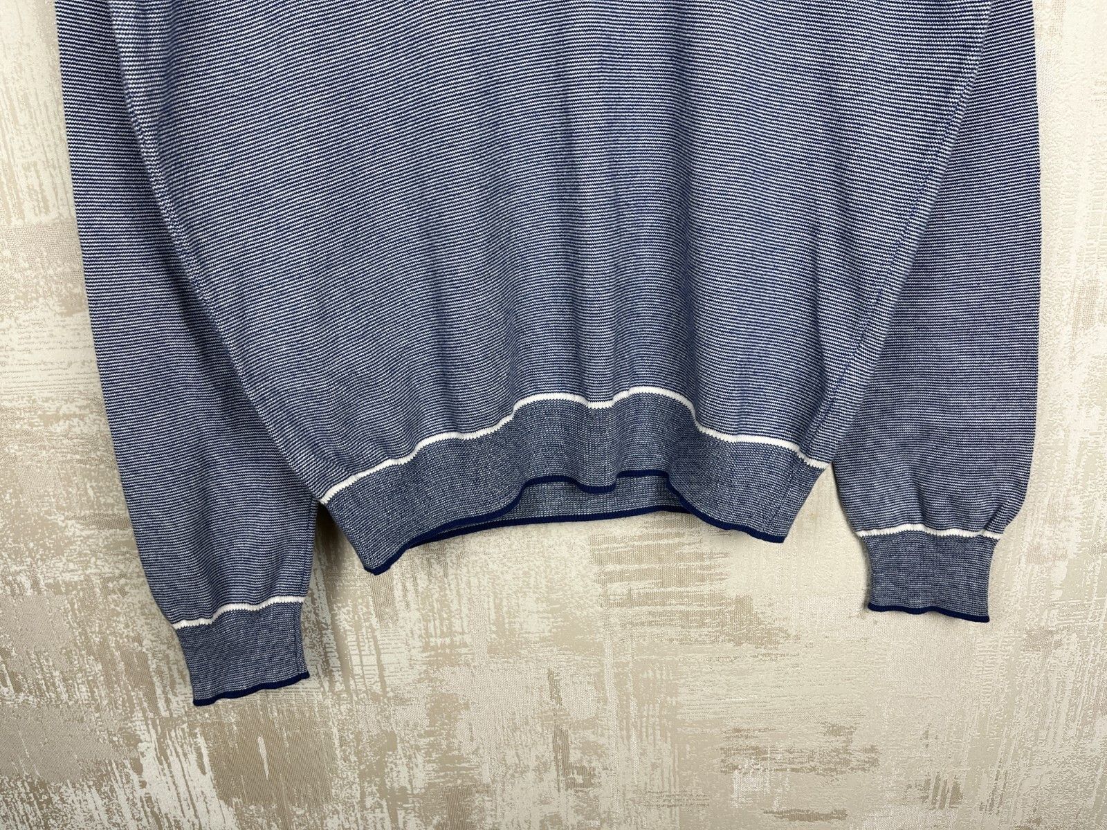 Hackett Hackett London V-neck Striped All Cotton Sweater Size US L / EU 52-54 / 3 - 4 Thumbnail