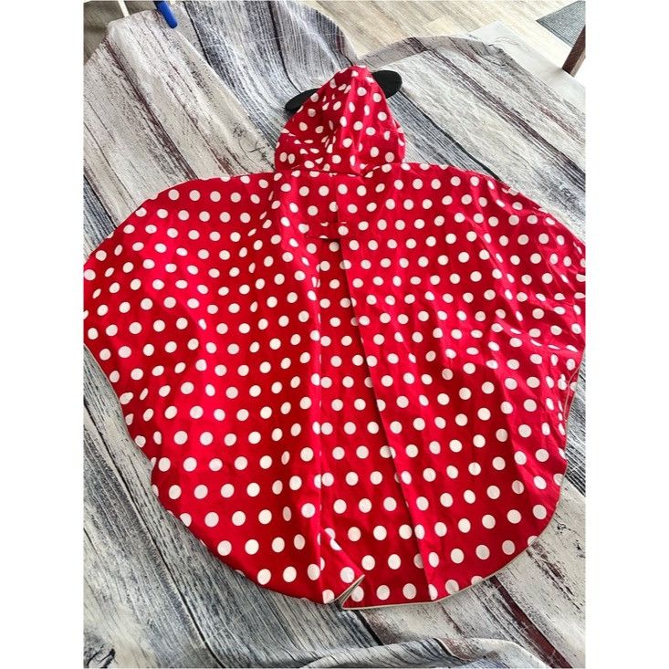 Disney Disney Parks Adult Red Polka Dot Hooded Rain Poncho with Min Size L / US 10 / IT 46 - 3 Thumbnail