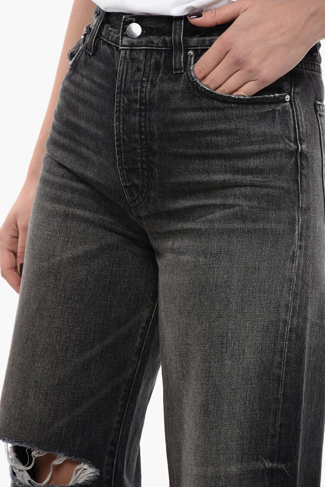 Amiri og1mm0426 High-Rise Wide-Fit Jeans in Grey Size 26" / US 2 / IT 38 - 3 Thumbnail