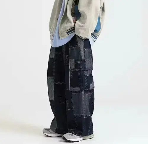 Bag Cargo patch faded patchwork baggy pants