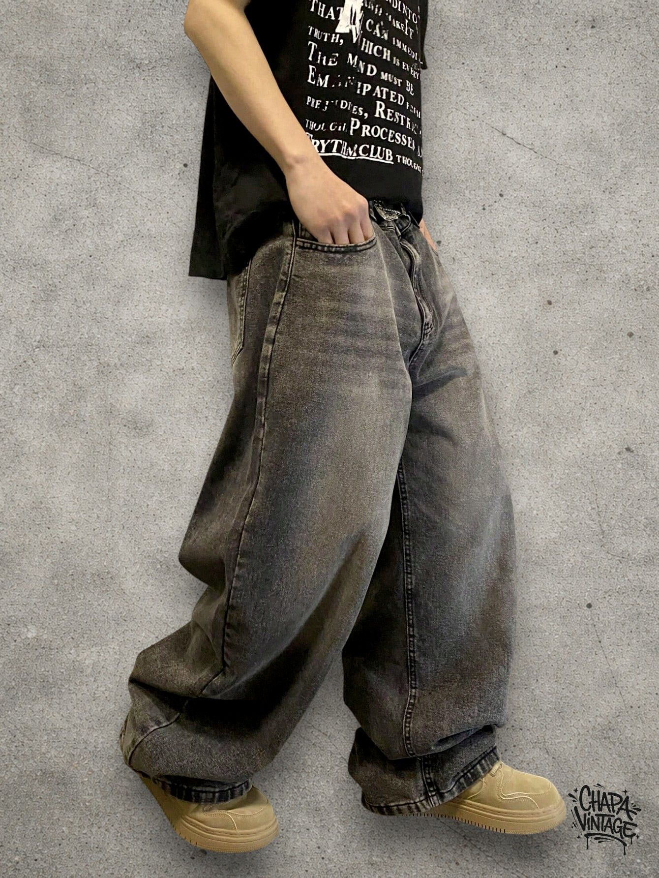Vintage Baggy washed gray jeans Size US 32 / EU 48 - 3 Thumbnail