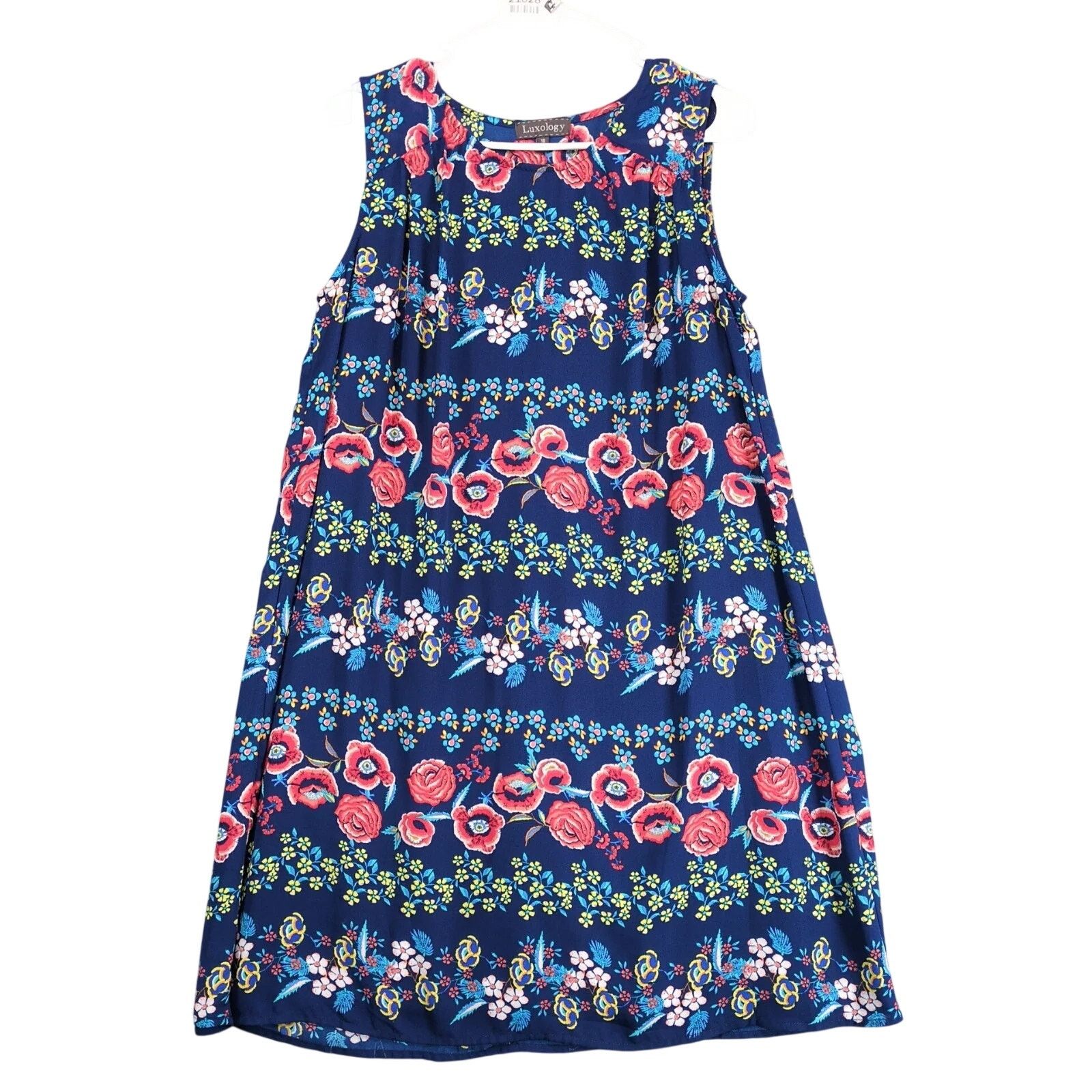 Other Luxology Blue Floral Sleeveless Shift Dress Sz 10 Flowy Size L / US 10 / IT 46 - 1 Thumbnail