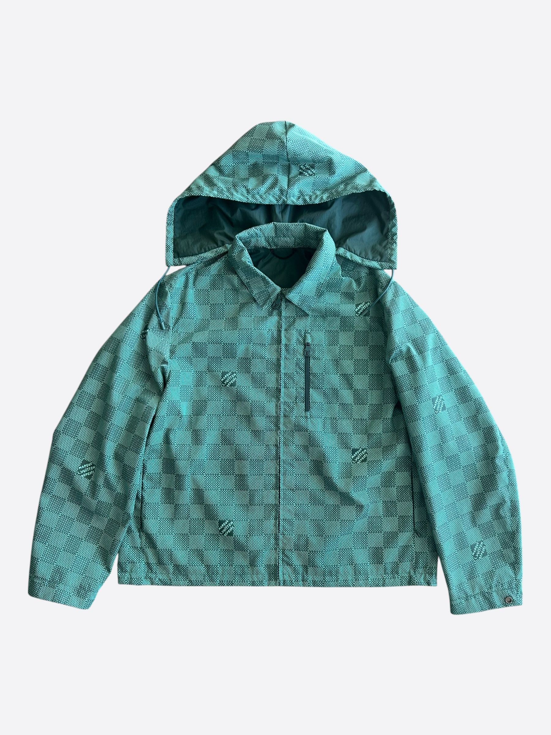 Louis Vuitton Louis Vuitton Green Damier Hooded Windbreaker Size US XXL / EU 58 / 5 - 1 Thumbnail
