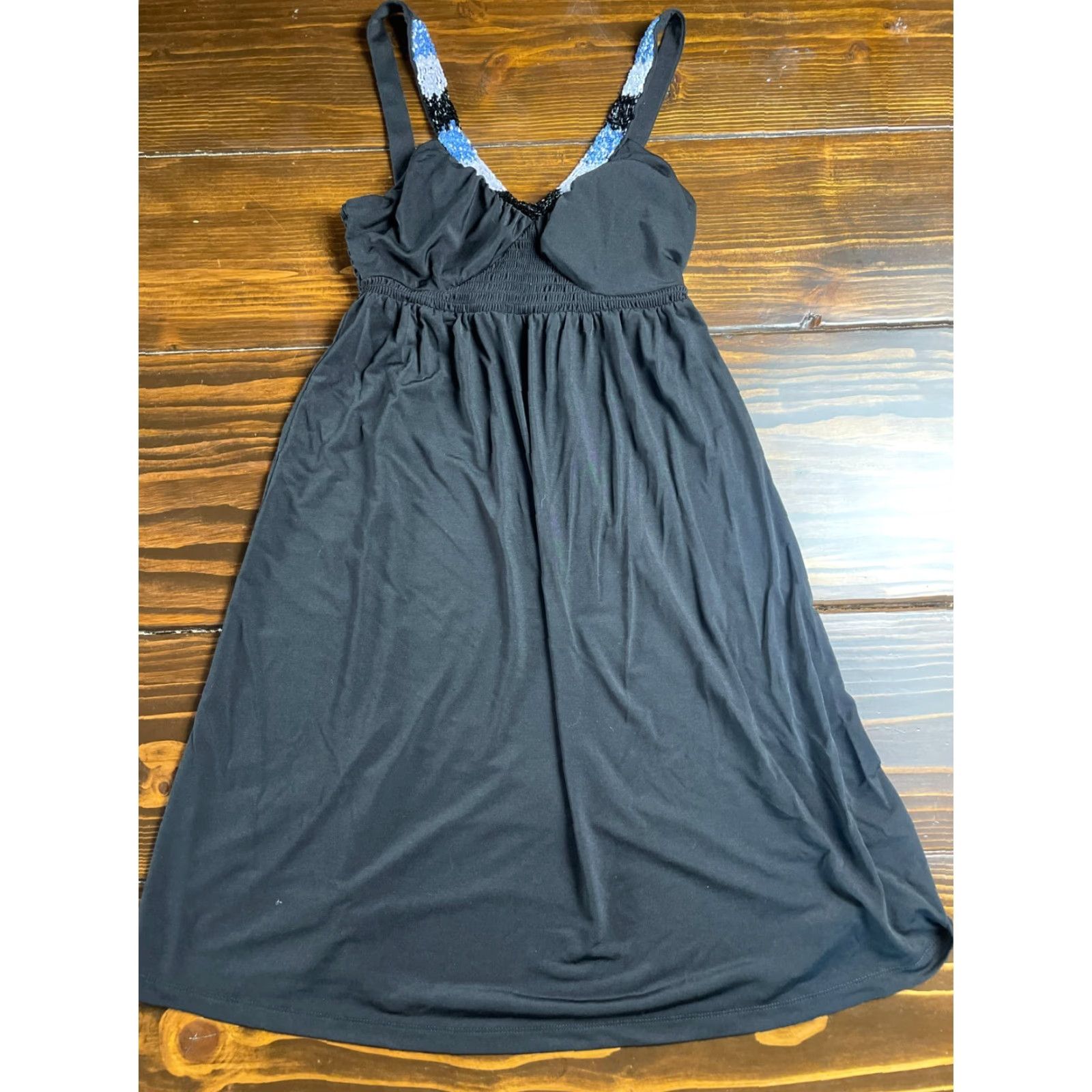 Vintage Candies Dress, Women's Size Small, Black, Beaded, Sleeveless, A-Line, V-Neck, Short Dress Size S / US 4 / IT 40 - 2 Thumbnail