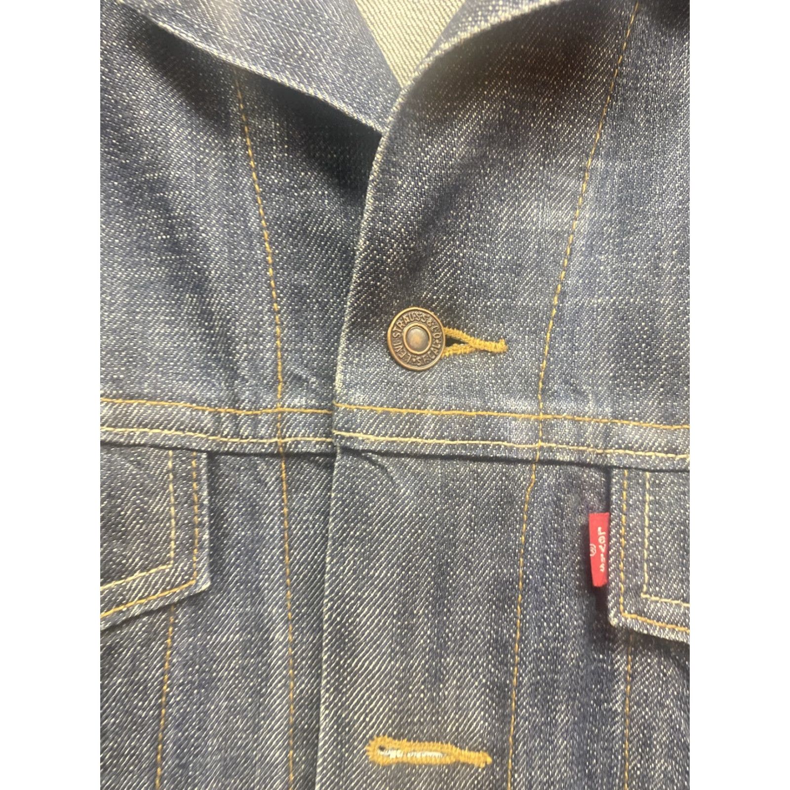Levi's VINTAGE Levi’s Trucker Denim Jacket Dark Indigo Blue Button Up Mens M Blue Red Tab! Size US M / EU 48-50 / 2 - 5 Thumbnail
