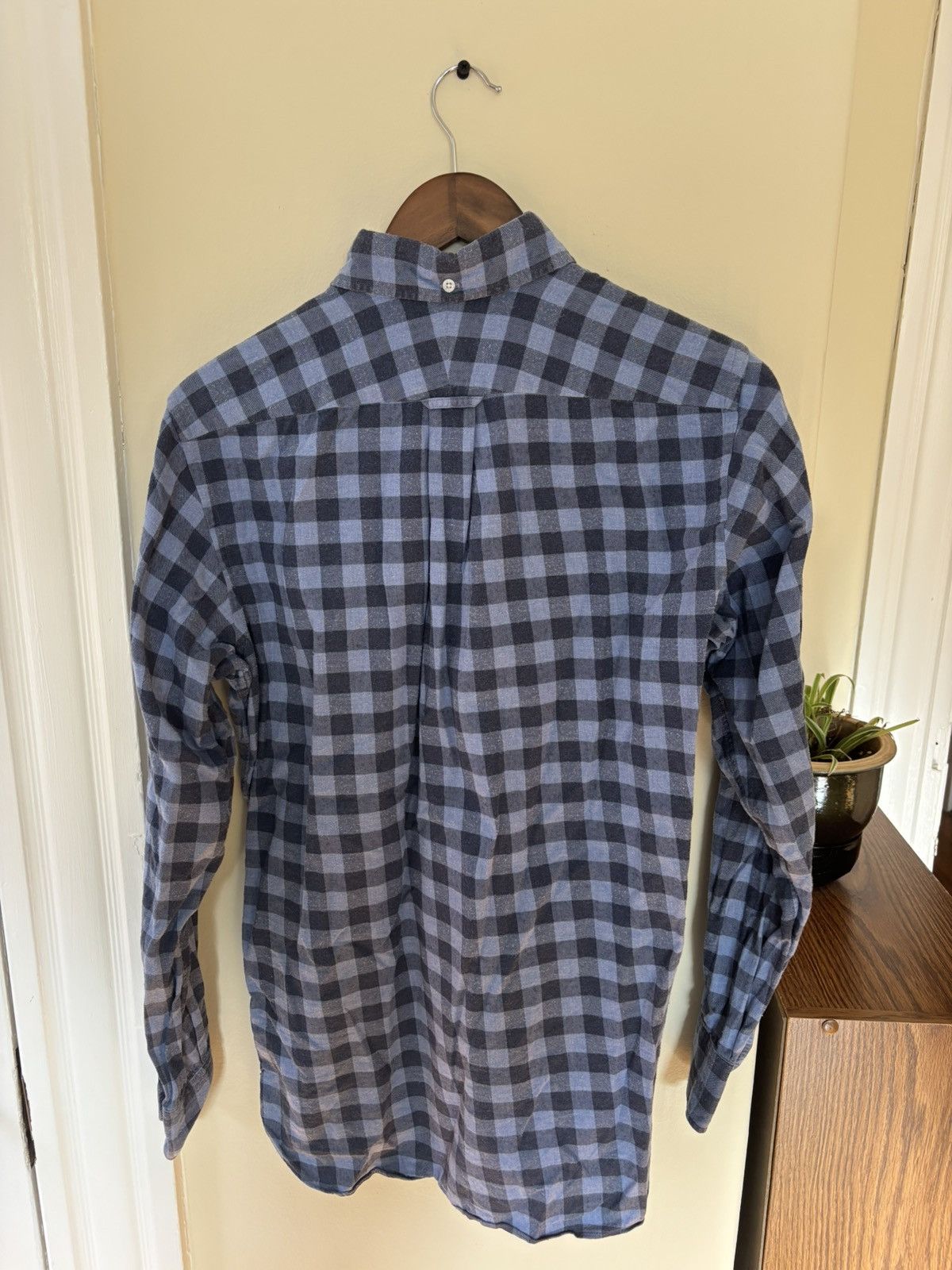 Drake's Button-Down Flannel Shirt Made in England (Blue/Grey) Size US M / EU 48-50 / 2 - 5 Thumbnail