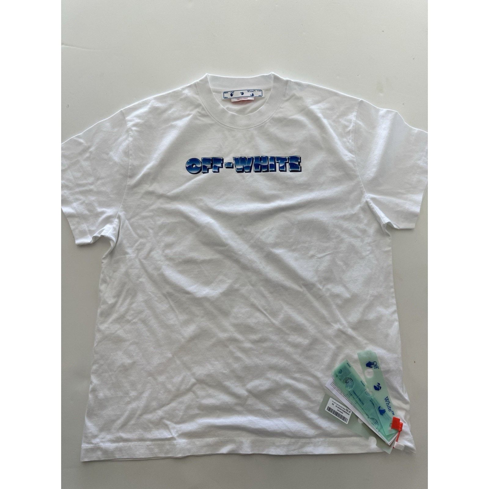 Off-White Off-White Blue Metal Arrow Over Slim Tee White / Light Blue Size US XS / EU 42 / 0 - 2 Thumbnail