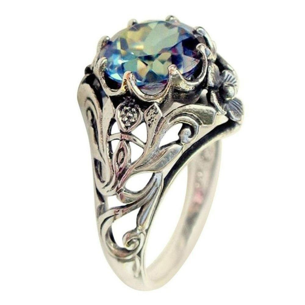 Designer 925 Sterling Silver Boho Mystic Rainbow Retro Hollow Ring Size ONE SIZE - 7 Thumbnail