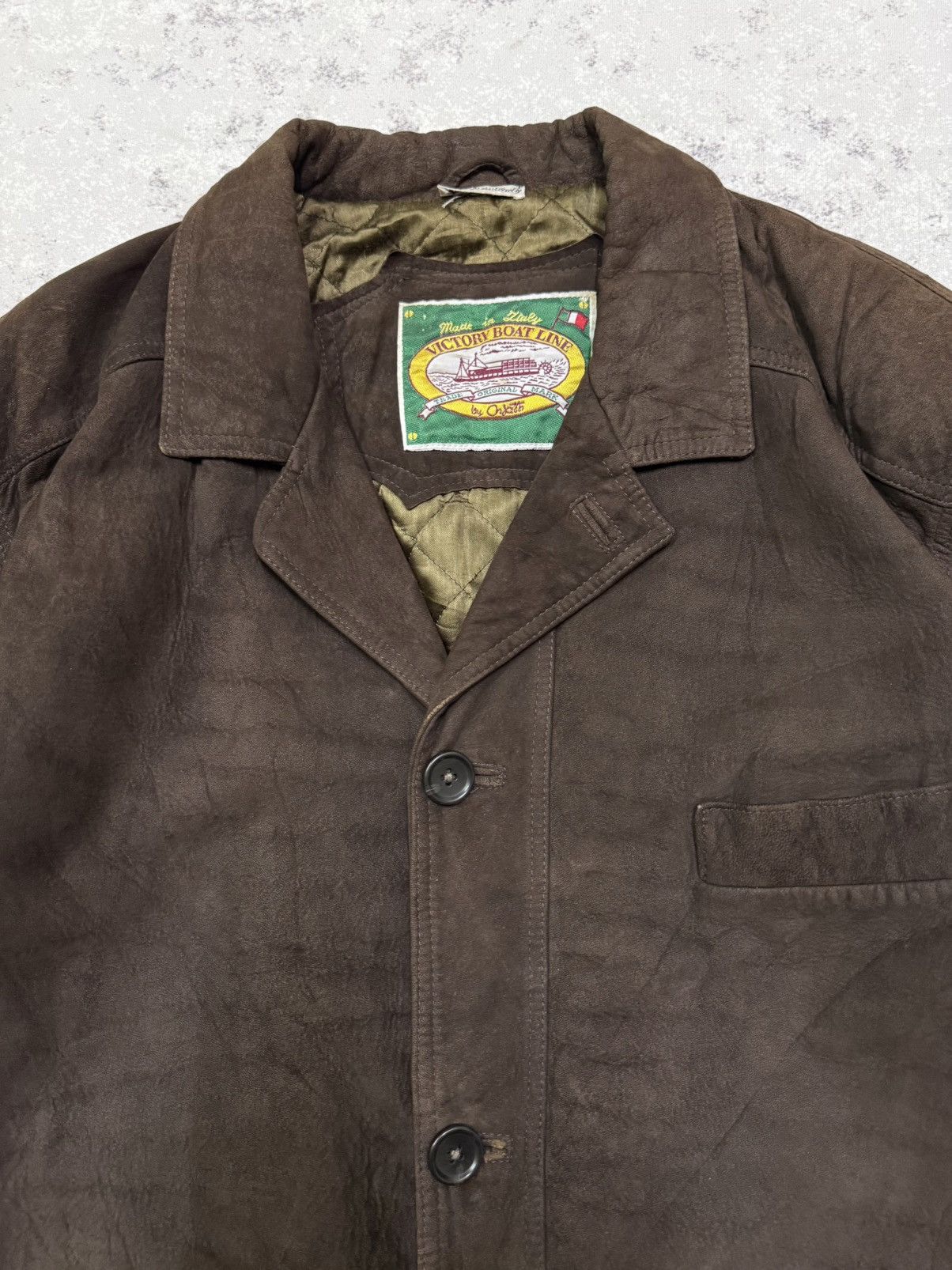 Vintage Vintage Victory Boat Line Suede Brown Jacket Wool lined Size US L / EU 52-54 / 3 - 6 Thumbnail