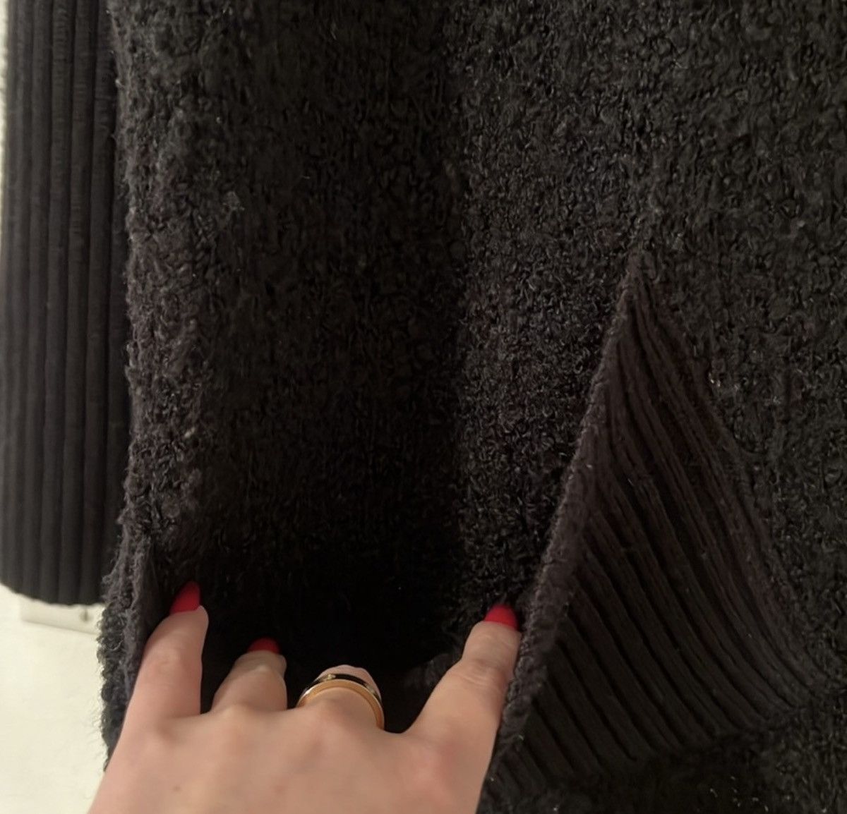 Chicos Vtg 90s Chico’s Design Rib Bouclé Knit Zip Jacket Black (XL) Size XL / US 12-14 / IT 48-50 - 6 Thumbnail