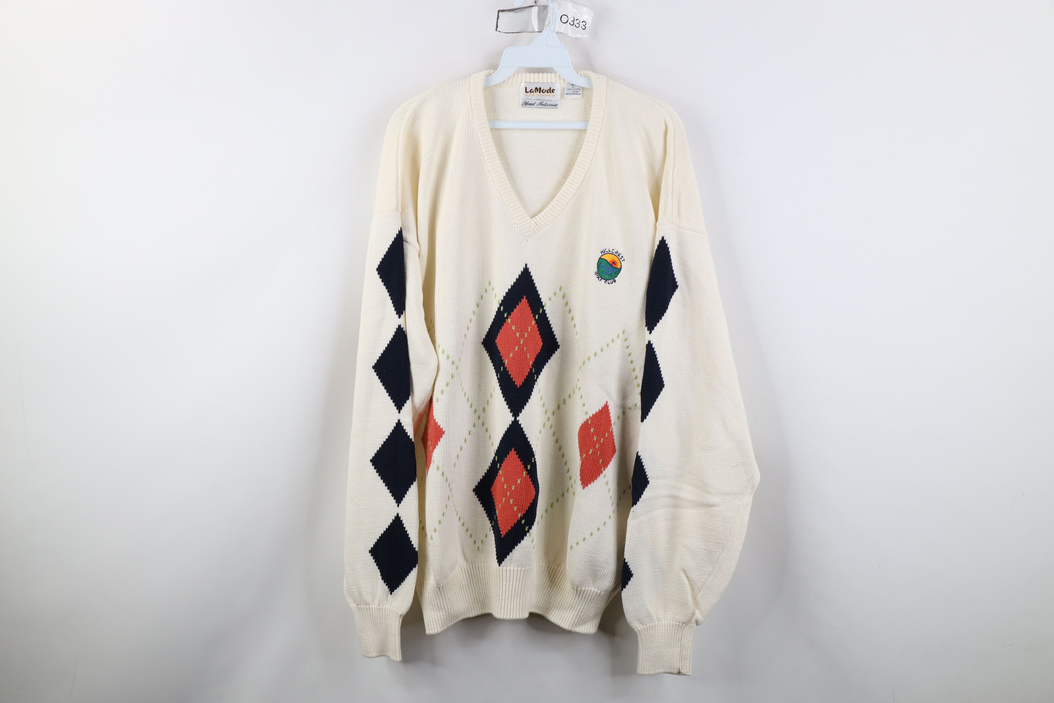 Vintage Vintage 90s Intarsia Argyle Hillcrest Golf Club Knit Sweater Size US L / EU 52-54 / 3 - 1 Thumbnail