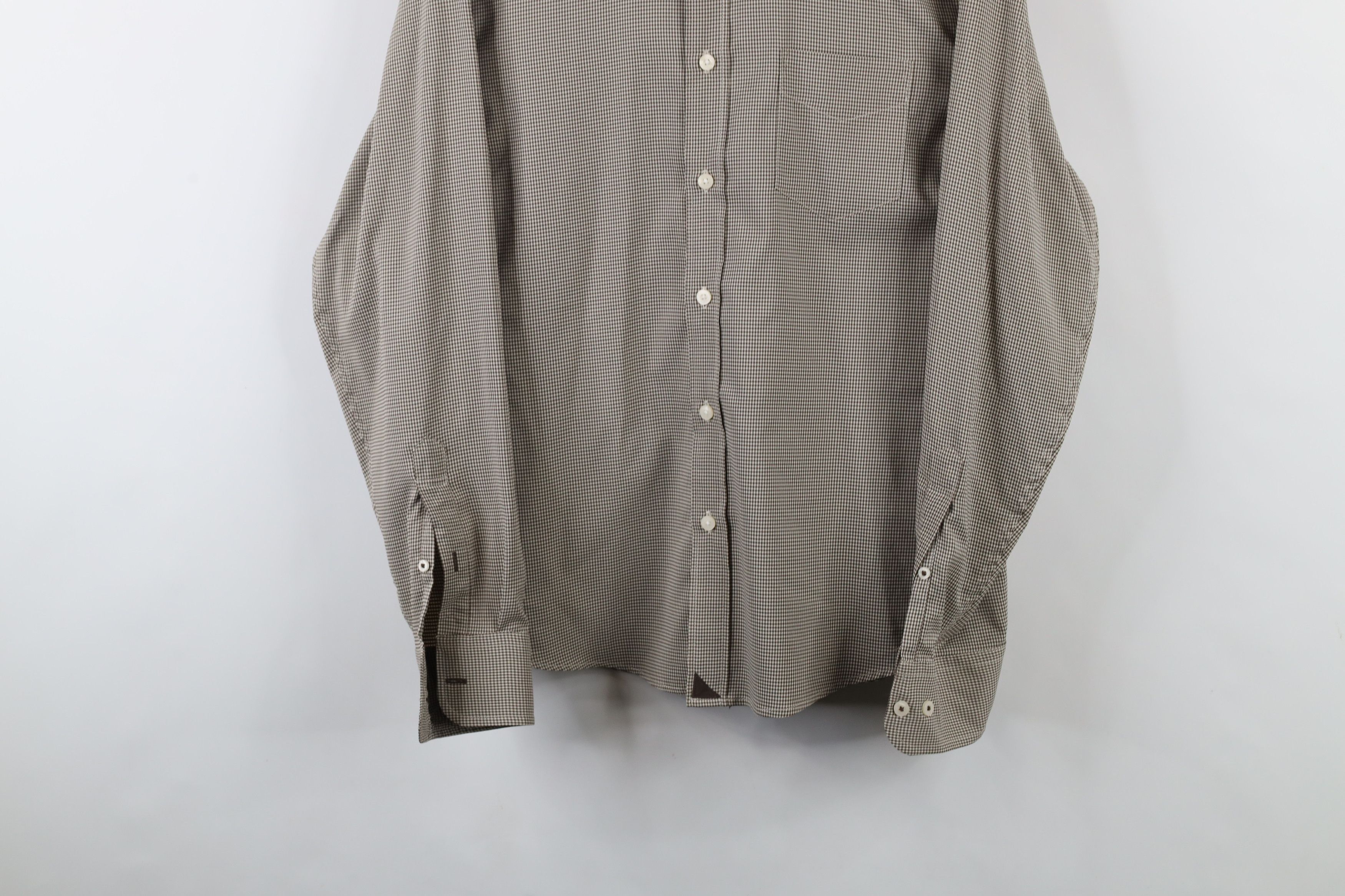 UNTUCKit × Vintage Untuckit Gingham Knit Collared Button Shirt Brown Polyester Size US M / EU 48-50 / 2 - 3 Thumbnail