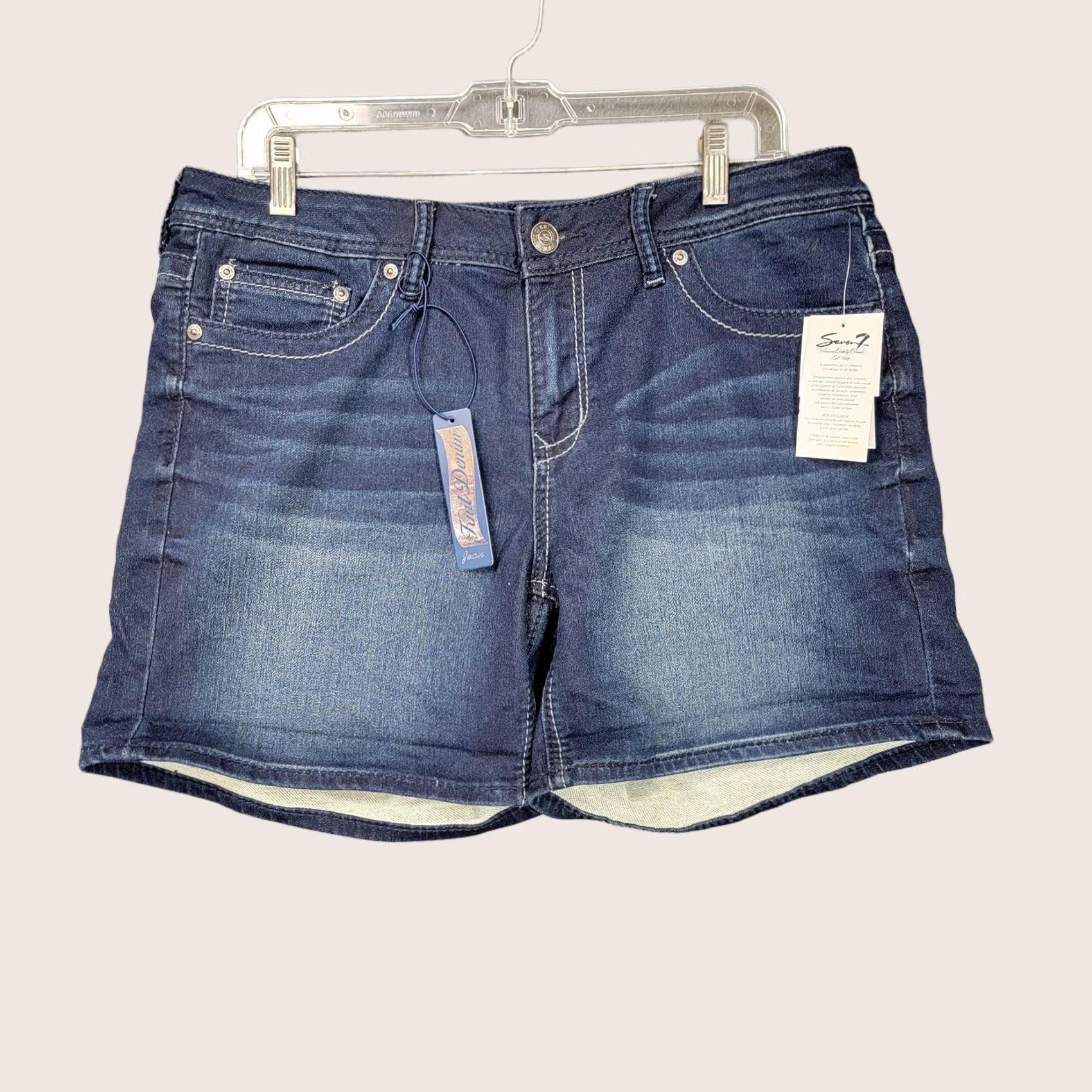 Vintage Seven7 Shorts womens Sz: 12 Blue Denim Jeans new with tags Size 34" / US 12 / IT 48 - 1 Thumbnail