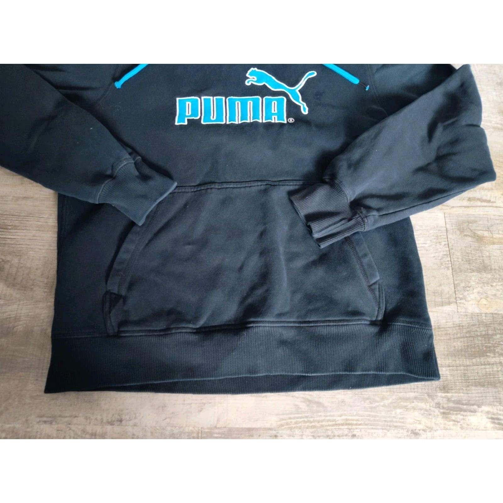 Puma PUMA Sport Lifestyle Hoodie Men's Size M Black Long Sleeve Drawstring Graphic Print Size US M / EU 48-50 / 2 - 2 Thumbnail
