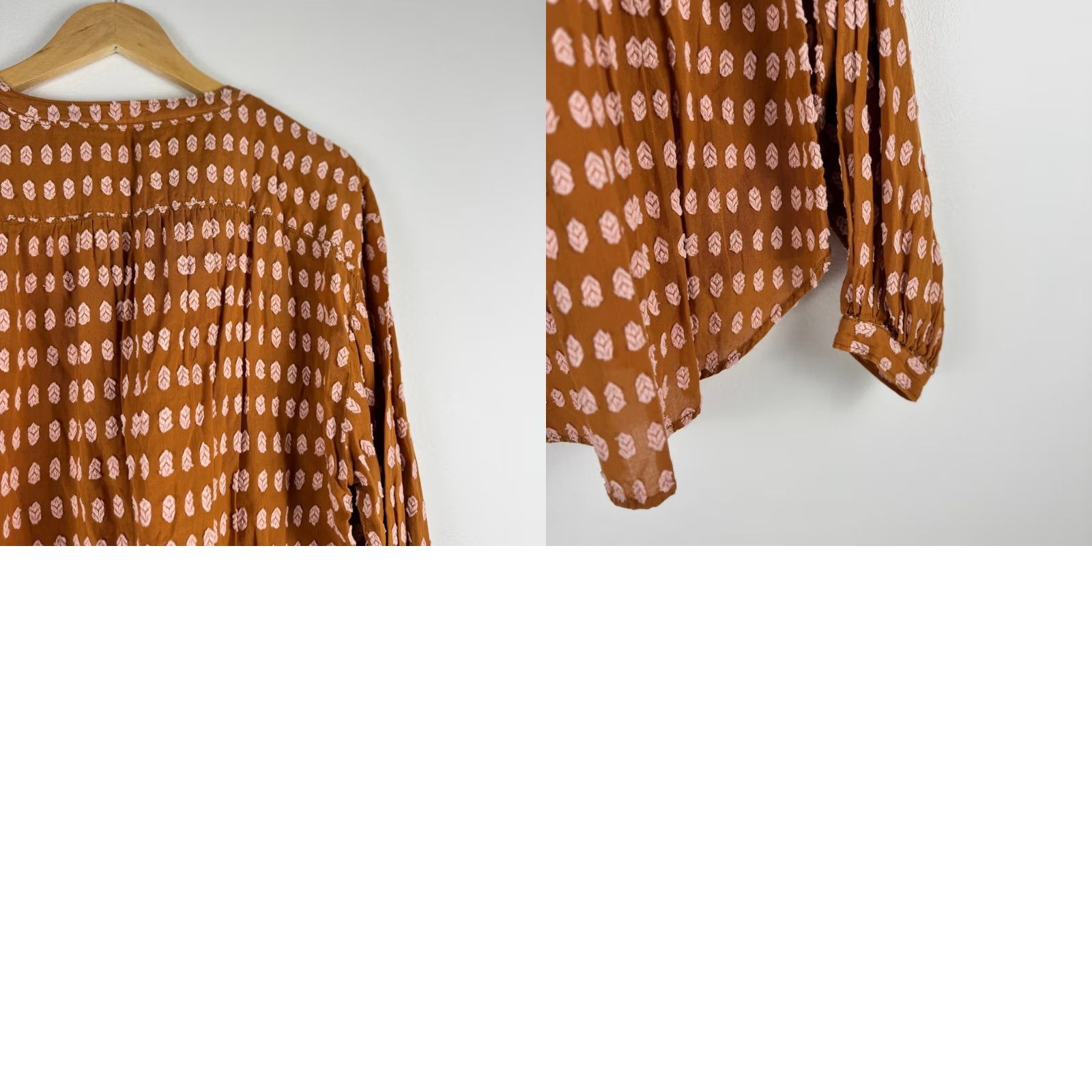 Anthropologie Anthropologie Pilcro Tavi Textured Button Down Blouse Rust Orange S OB1104511 Size S / US 4 / IT 40 - 10 Thumbnail