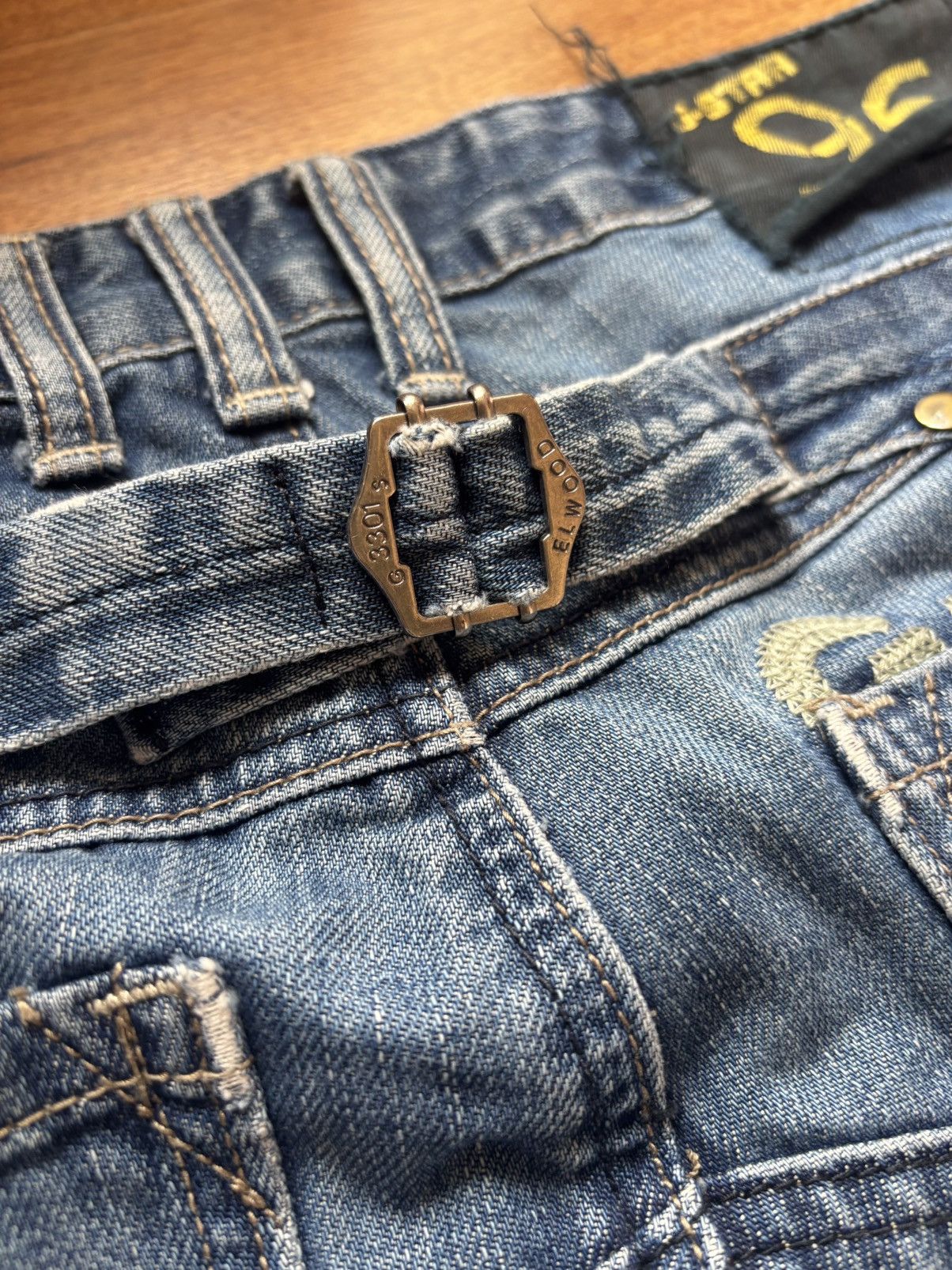 Affliction Vintage G Star Raw 96 Embroidered Buckle Jeans Denim Size US 34 / EU 50 - 4 Thumbnail