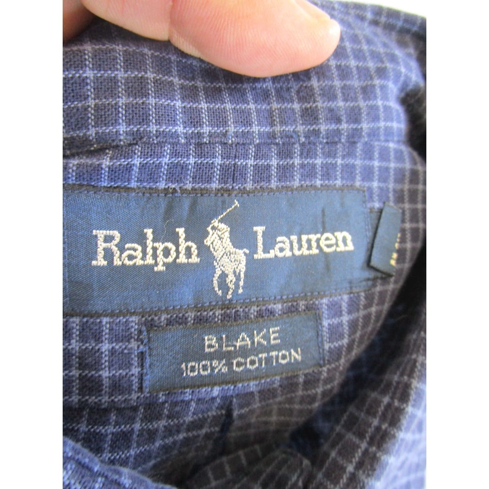 Ralph Lauren VINTAGE Ralph Lauren Shirt Mens Large Plaid Button-Up Blue Cotton L Men Size US L / EU 52-54 / 3 - 7 Thumbnail