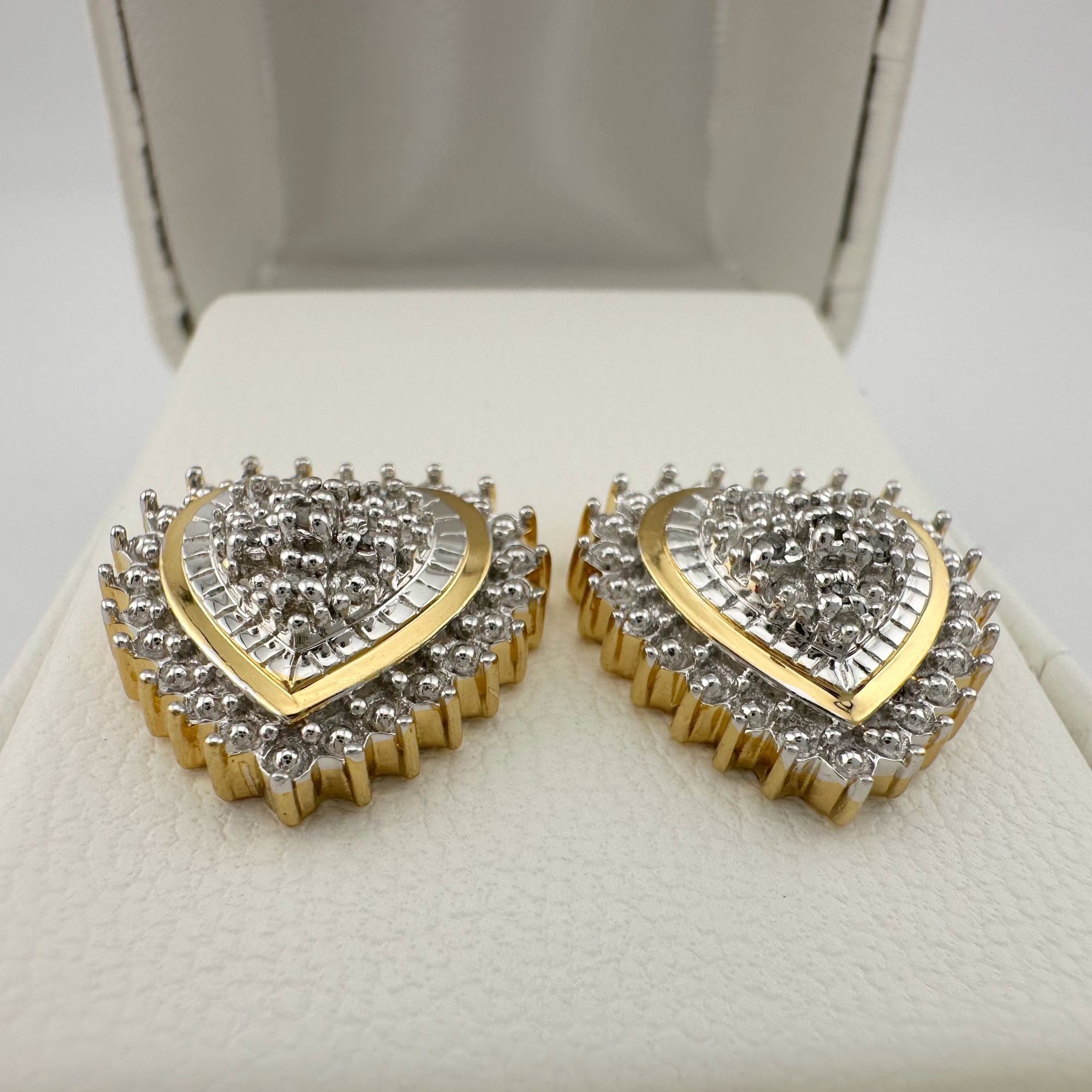 Other Two Tone Diamond Heart Stud Earrings in Sterling with 14 kt Size ONE SIZE - 13 Thumbnail