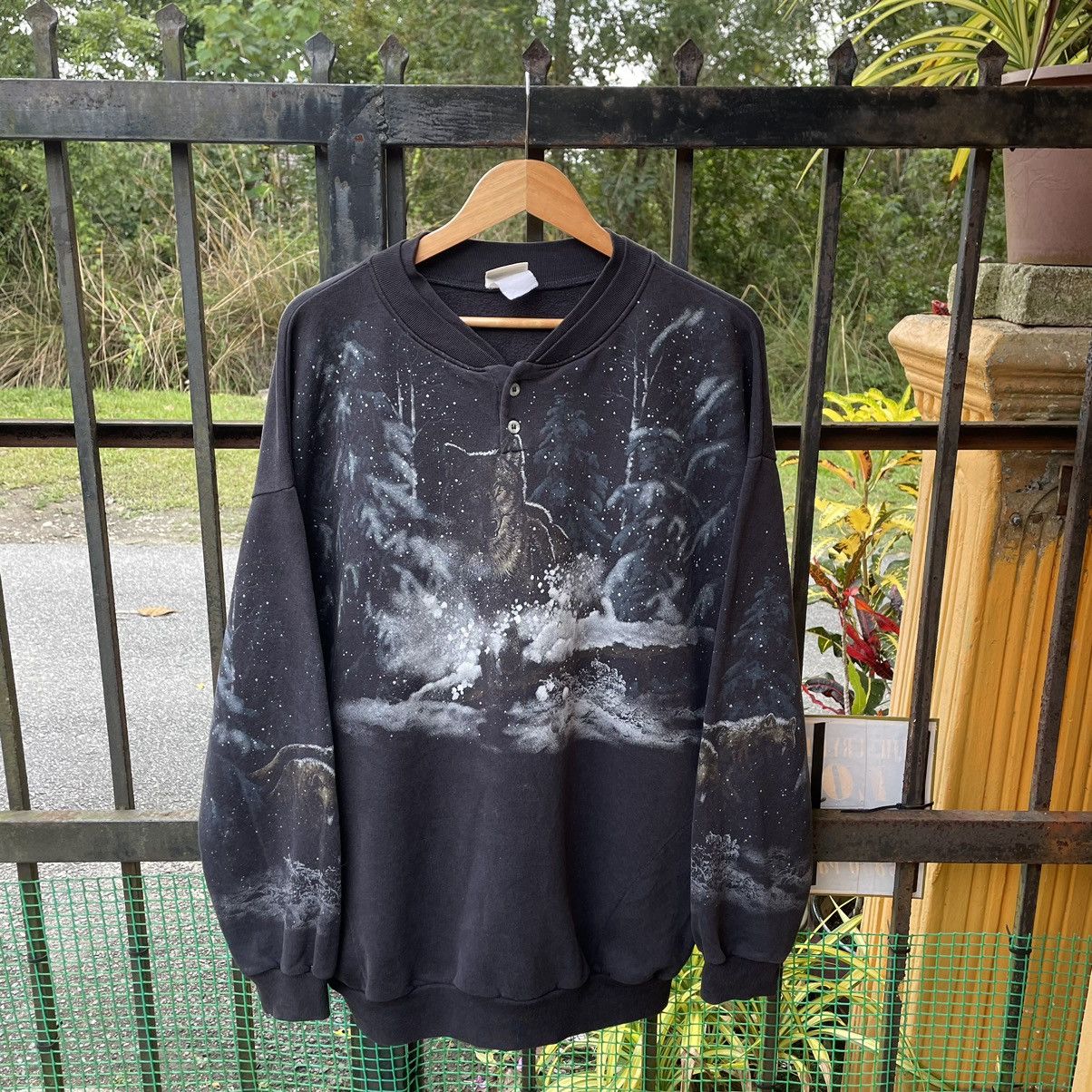 Habitat × Vintage 🔥Vintage 90s Habitat The Lone Wolf Big Logo Sweatshirts Size US XL / EU 56 / 4 - 1 Thumbnail