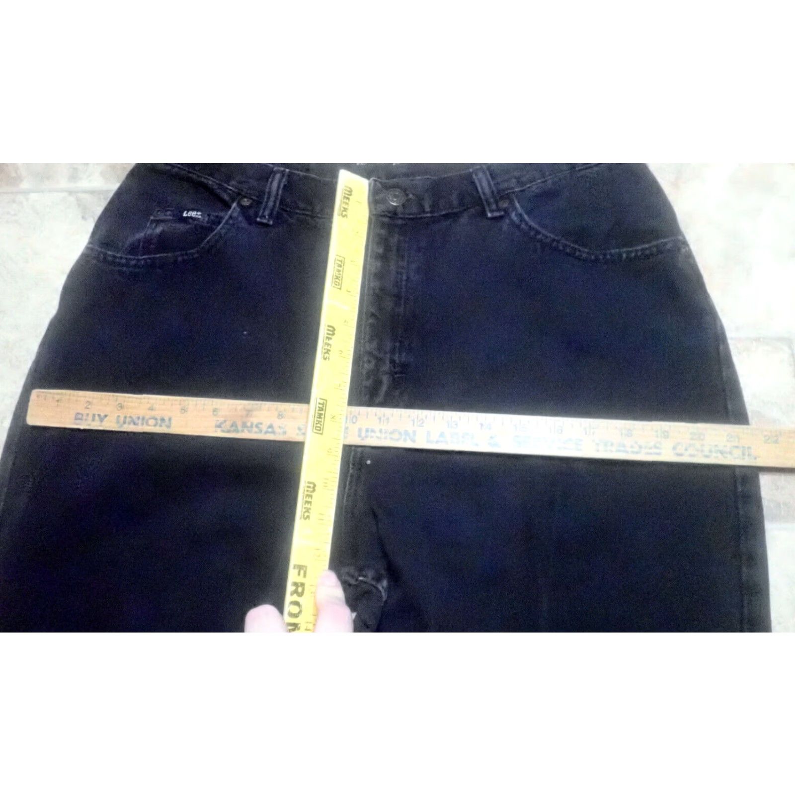 Lee Vintage Womens Lee Original Fit Mom Jeans 32 Waist 29 Inseam High Rise Black Denim 80s 90s USA Made Women's Sizes 14 Size 36" / US 14 / IT 50 - 5 Thumbnail