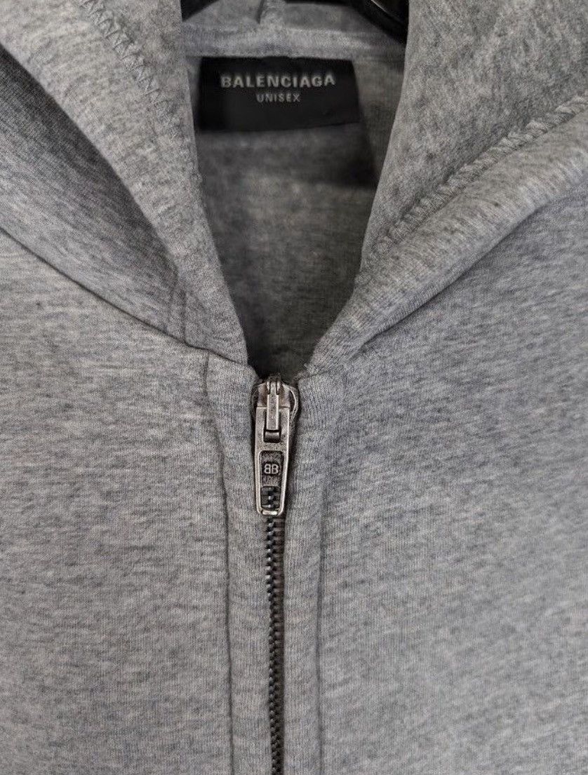 Balenciaga o1mt1gz0325 Fitted Zip-Up Hoodie in Heather Grey Size US M / EU 48-50 / 2 - 6 Thumbnail