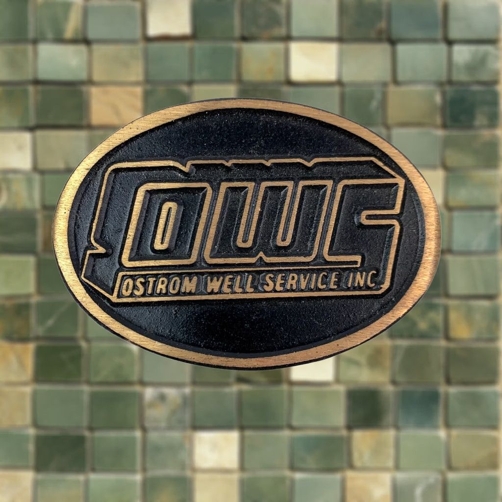 Vintage VINTAGE OWS Ostrom Well Service Belt Buckle Black Gold Solid Brass DynaBuckle Men Belt Buckle Size ONE SIZE - 1 Thumbnail