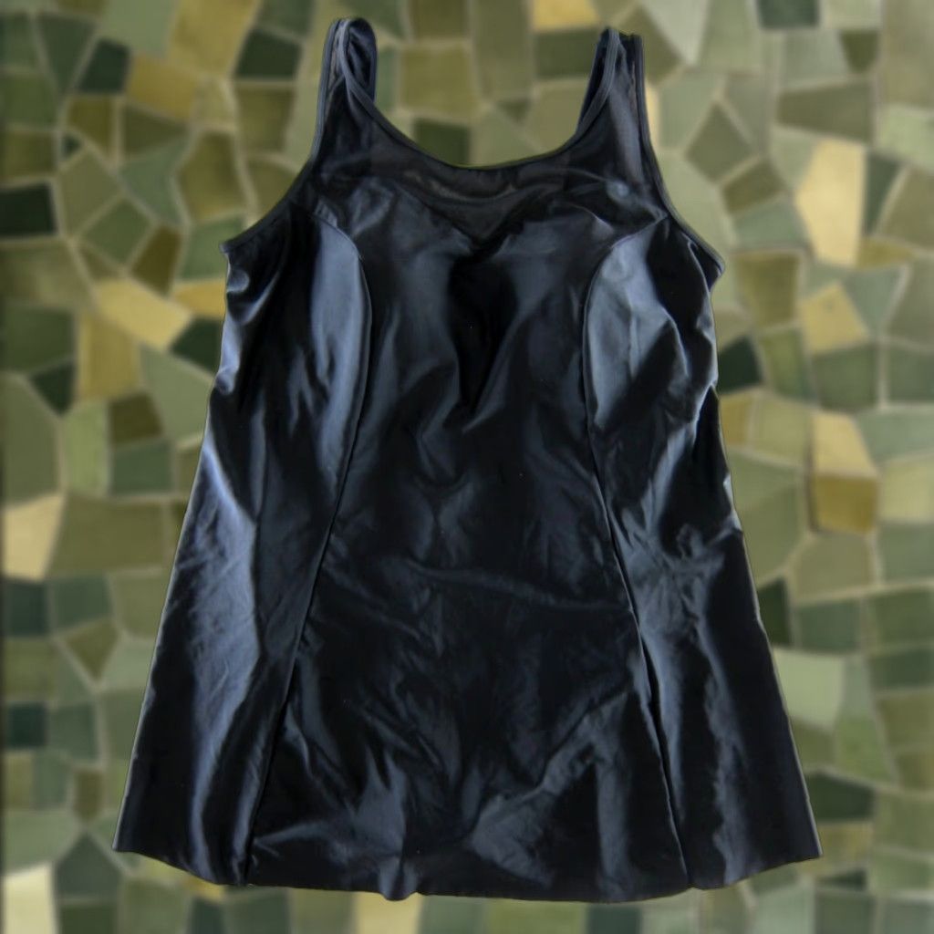 Vintage SEA & SAND Classic Black Slimming Modest One Piece Swimsuit Dress 18 - NWT, Swimdress, Nylon/Spandex, Size 18, Women, Black, Swimwear Size XXL / US 16-18 / IT 52-54 - 1 Thumbnail