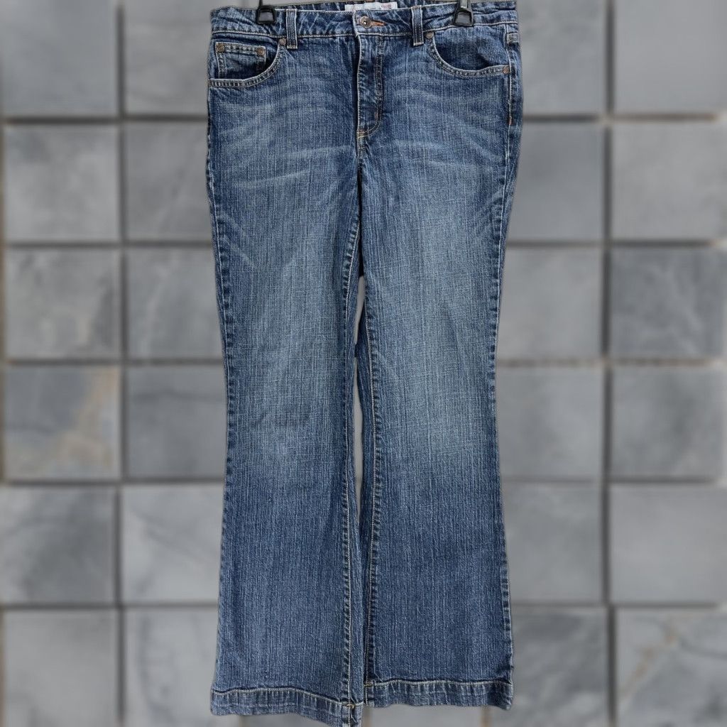Faded Glory VINTAGE Y2K Faded Glory Jeans Denim Flare 12 Tall Dark Wash Blue Cotton Blend Stretch Size 34" / US 12 / IT 48 - 1 Thumbnail