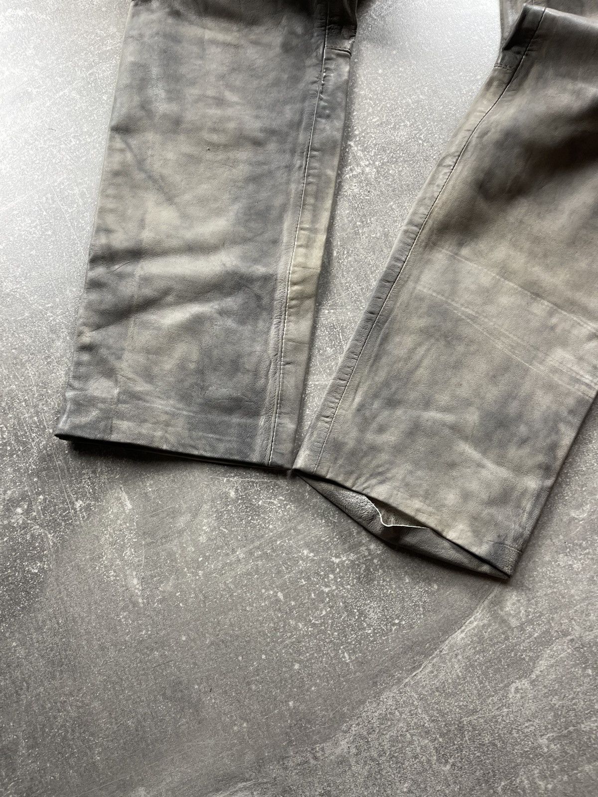 Other One Green Avant Garde Leather Elephant Dyed Pants Cement Size 29" - 4 Thumbnail