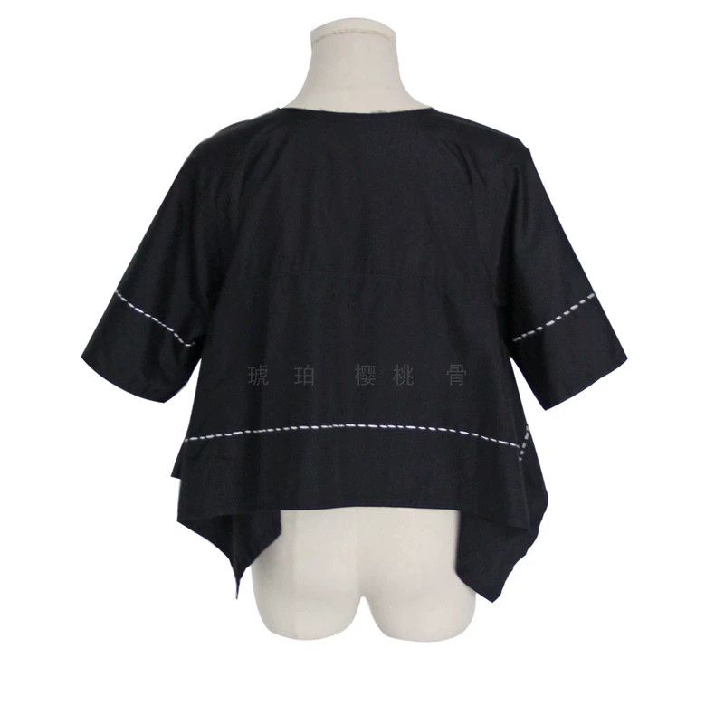 Comme des Garcons Comme Des Garcons Navy blouse with white line and draped s Size M / US 6-8 / IT 42-44 - 3 Thumbnail
