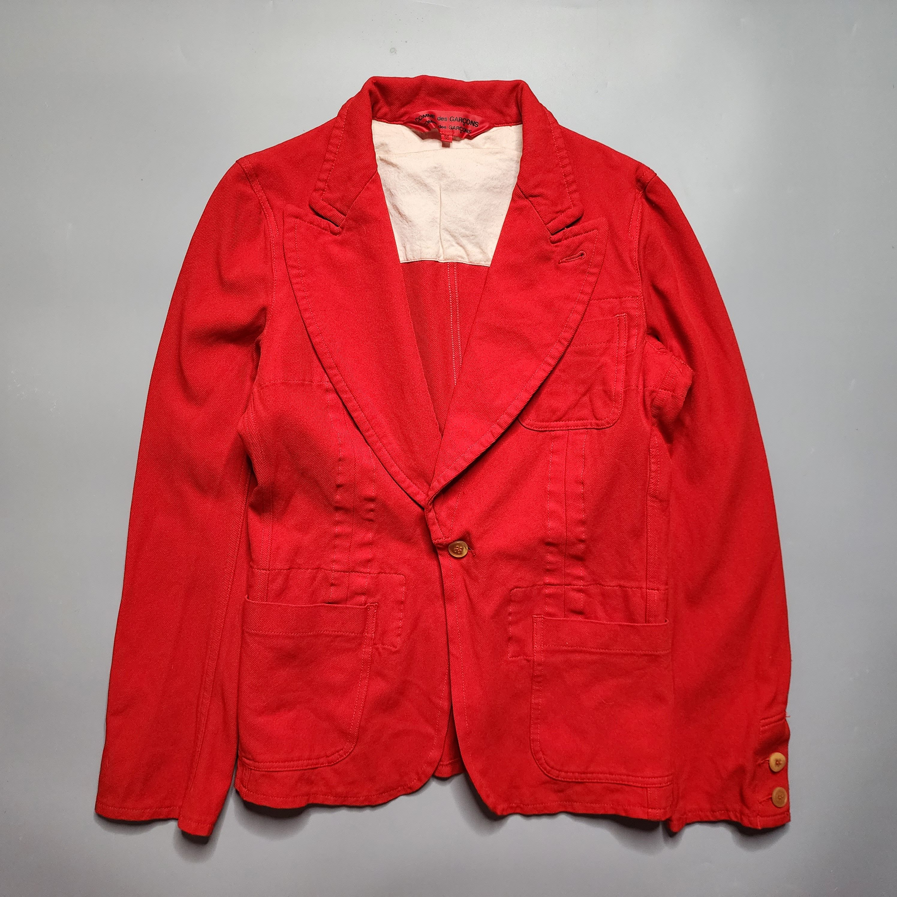 image of Comme Des Garcons - Overdyed Boiled Polyester Blazer Jacket in Red, Women's (Size XS)
