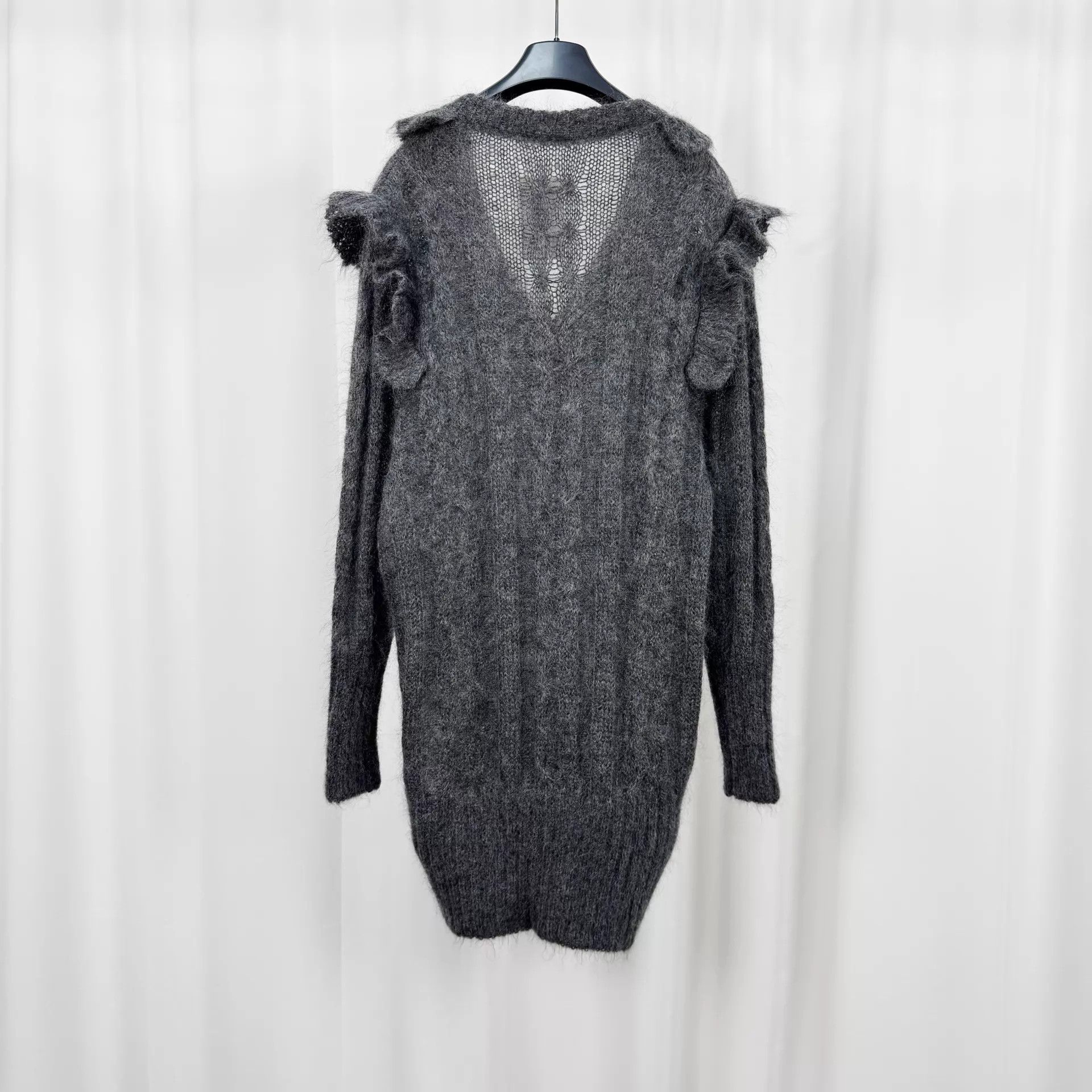 Miu Miu Miu Miu Ruffled Mohair Knit Dress Women's 40 99New Size S / US 4 / IT 40 - 2 Thumbnail