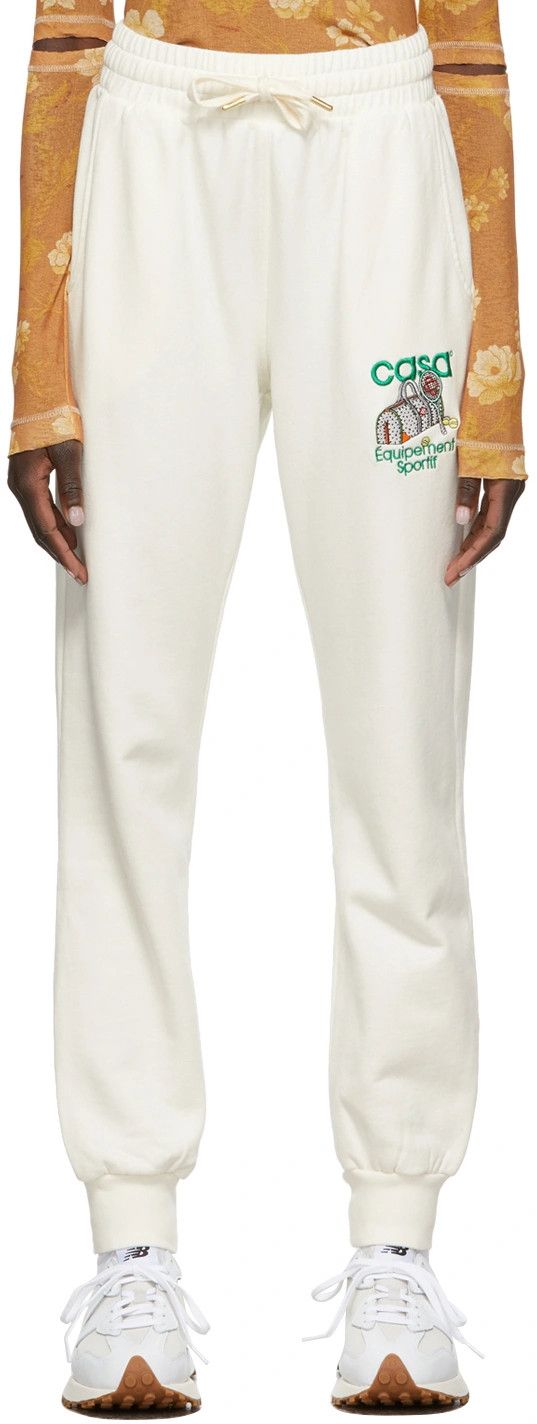 image of Casablanca Off-White Embroidered Equipement Logo Sweatpants in Off White, Women's (Size 36)