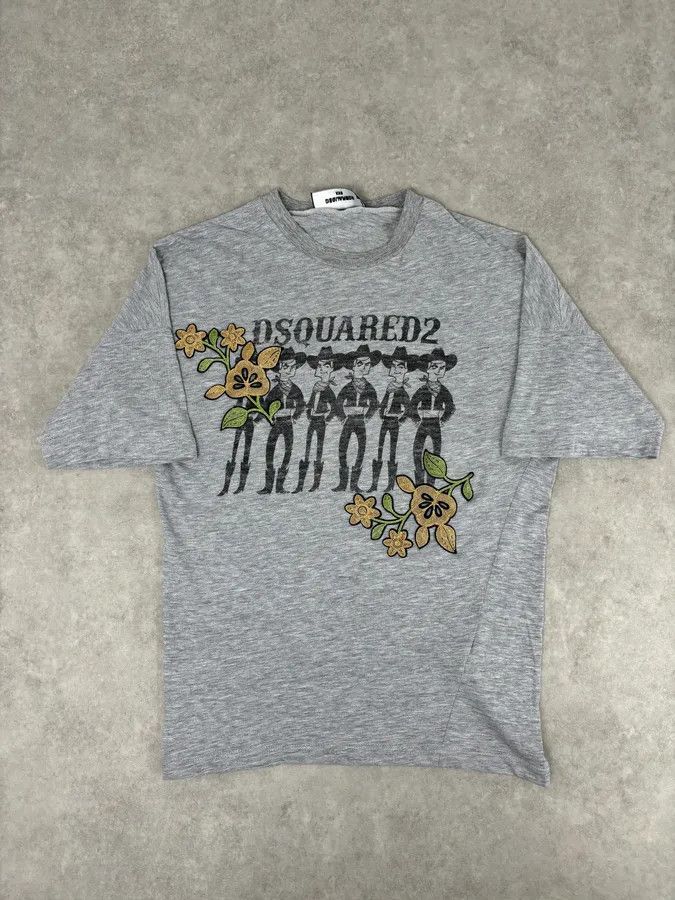 Dsquared2 AW2018 Dsquared2 Grey Cowboys Floral Embroidered T-Shirt Size US S / EU 44-46 / 1 - 1 Thumbnail