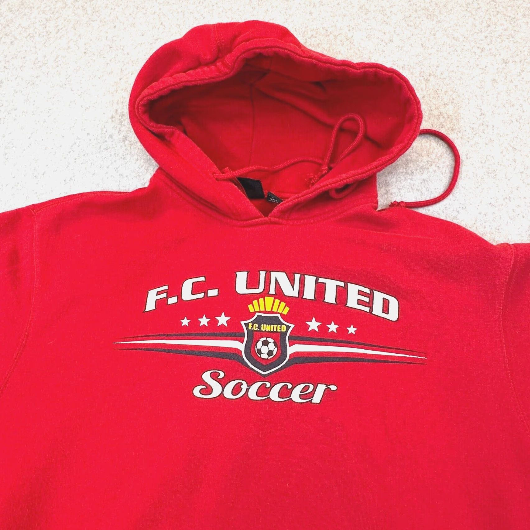 Vintage F.C. United Manchester Soccer Hoodie Mens Small Red Futbol Pennant Sportswear Size US S / EU 44-46 / 1 - 3 Thumbnail