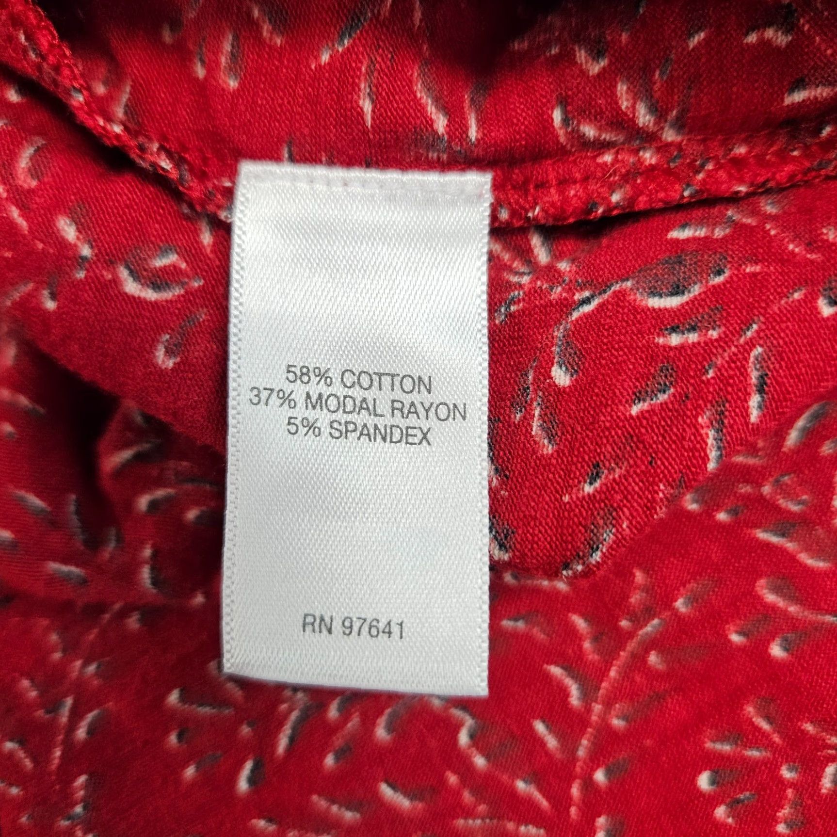 J. Jill J Jill Womens Top L Red 3/4 Sleeve Cotton Blend Blouse Lights Colorful Womens Size L / US 10 / IT 46 - 5 Thumbnail