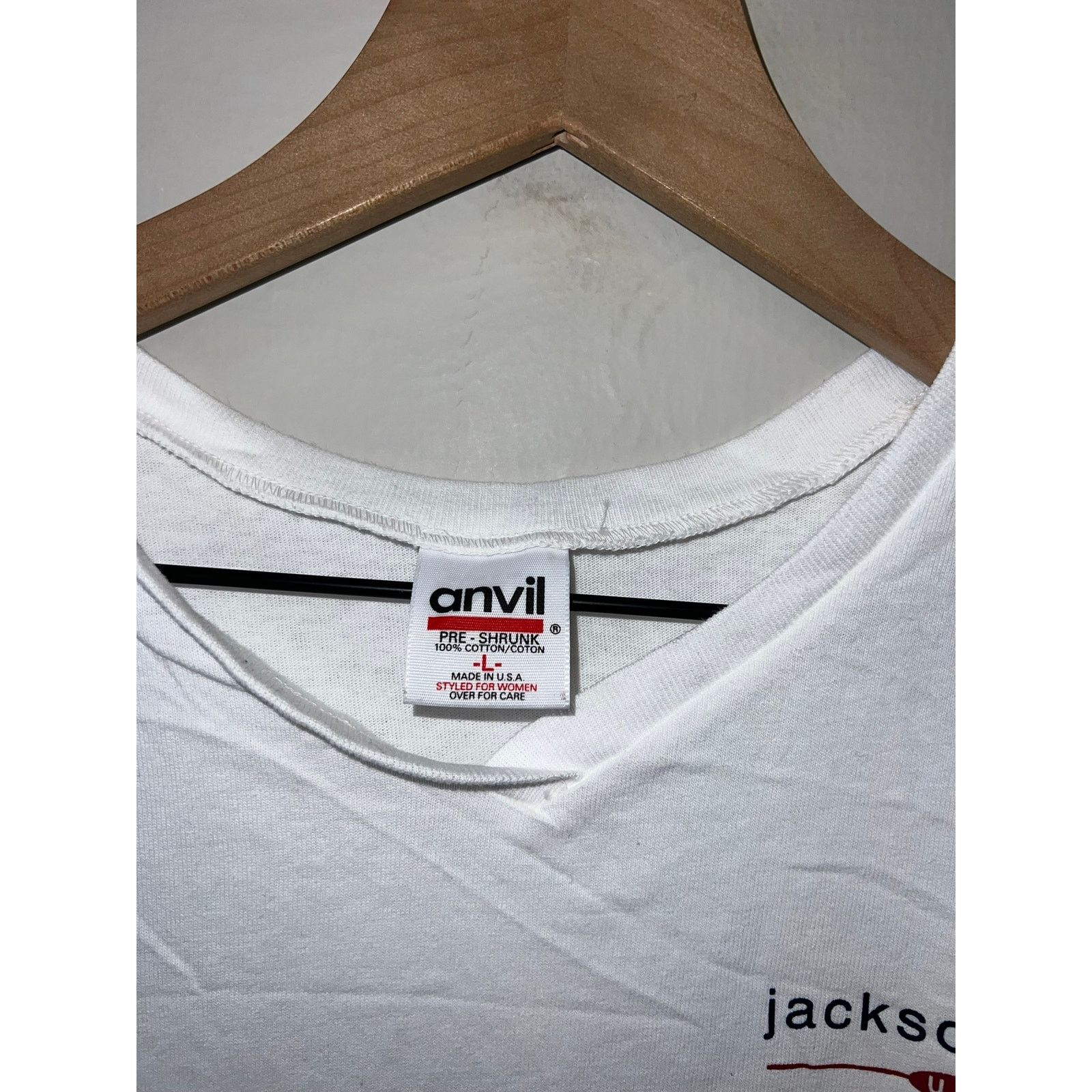 Anvil Women's Jackson Hole WY Wyoming White Shirt Top Women Large Size L / US 10 / IT 46 - 4 Thumbnail