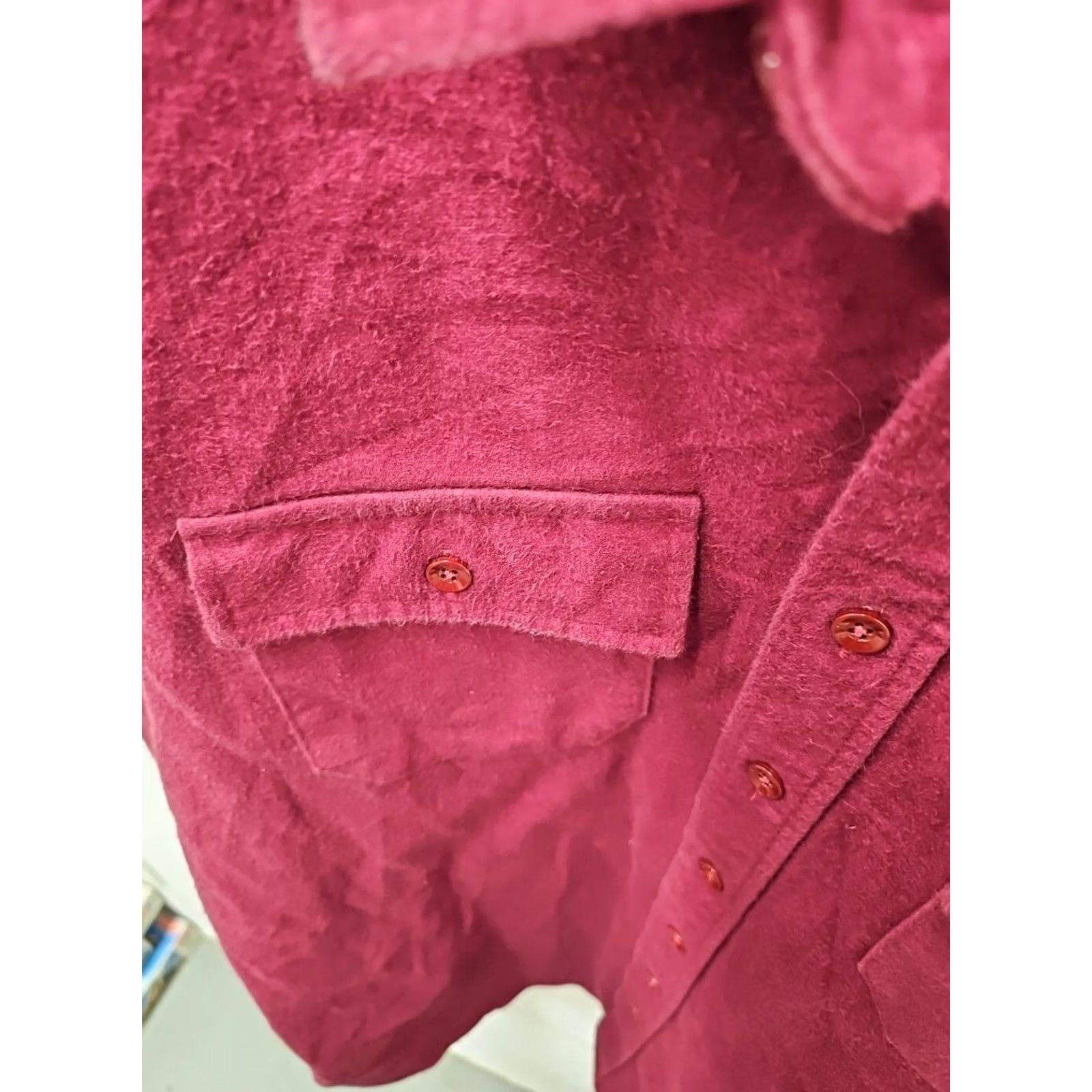 Vintage VINTAGE L.L.Bean Shirt Mens 17 Tall Flannel Made USA Red Button-Front Cotton Long Sleeve Collared Classic Distressed/Worn In USA Theme Mens Size US XL / EU 56 / 4 - 3 Thumbnail