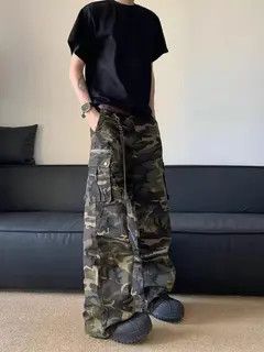 Japanese Brand VIBE Camo Baggy Cargo Pants Size US 33 - 7 Thumbnail