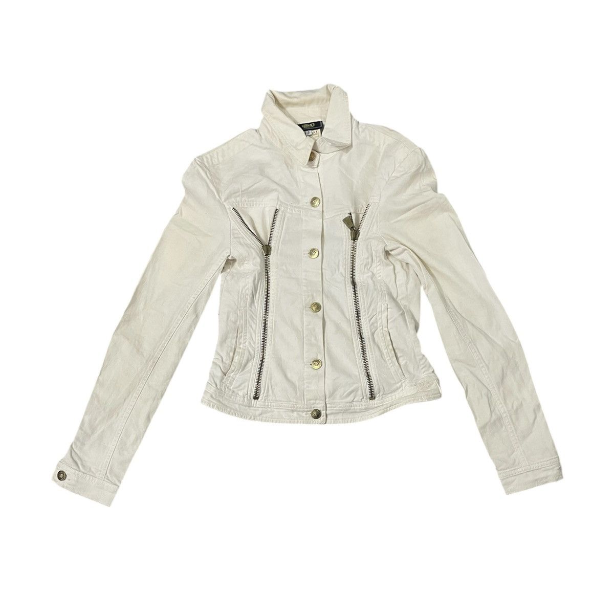 Versace Vintage Versace Denim Zipper Jacket Size US S / EU 44-46 / 1 - 1 Thumbnail