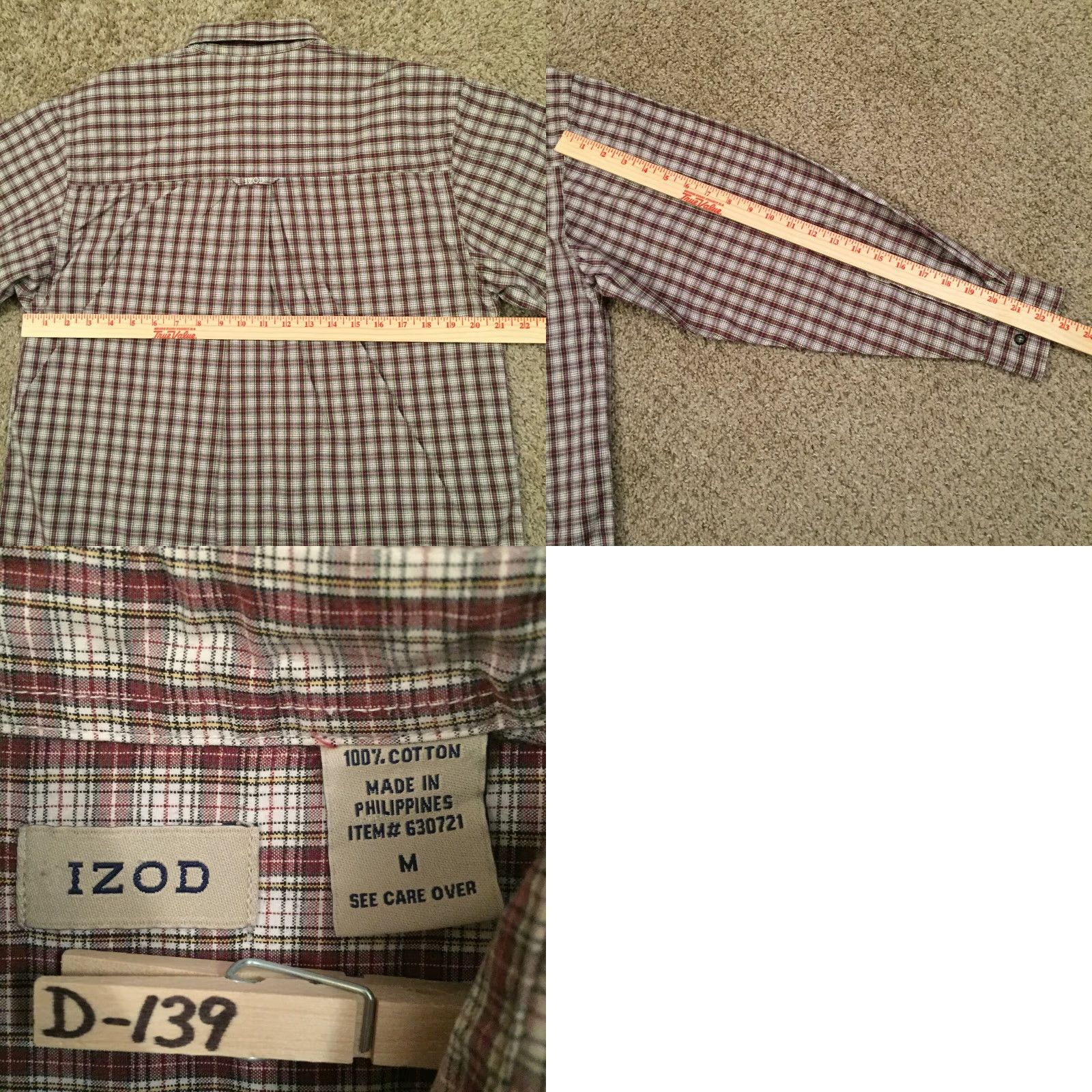 Izod IZOD Shirt Mens M Red Plaid Long Sleeve Button-Down Collar Shirt Size US M / EU 48-50 / 2 - 8 Thumbnail