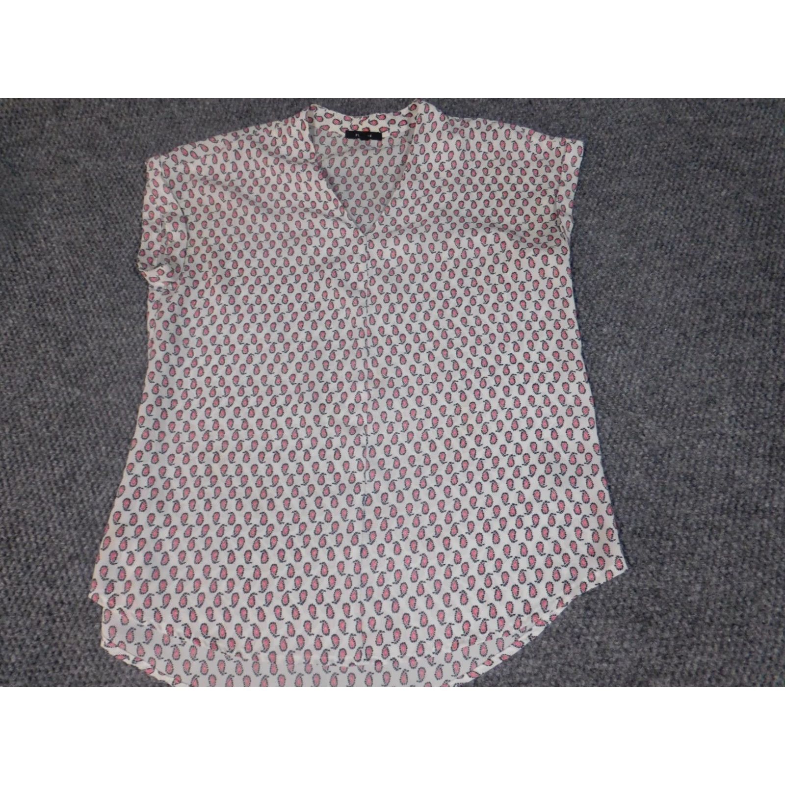 Vintage Pleione Blouse Womens Small White Sleeveless Crew Neck Pullover Casual Geometric Button Stretch Regular Basic Classic Pullover Top Shirt Size S / US 4 / IT 40 - 2 Thumbnail