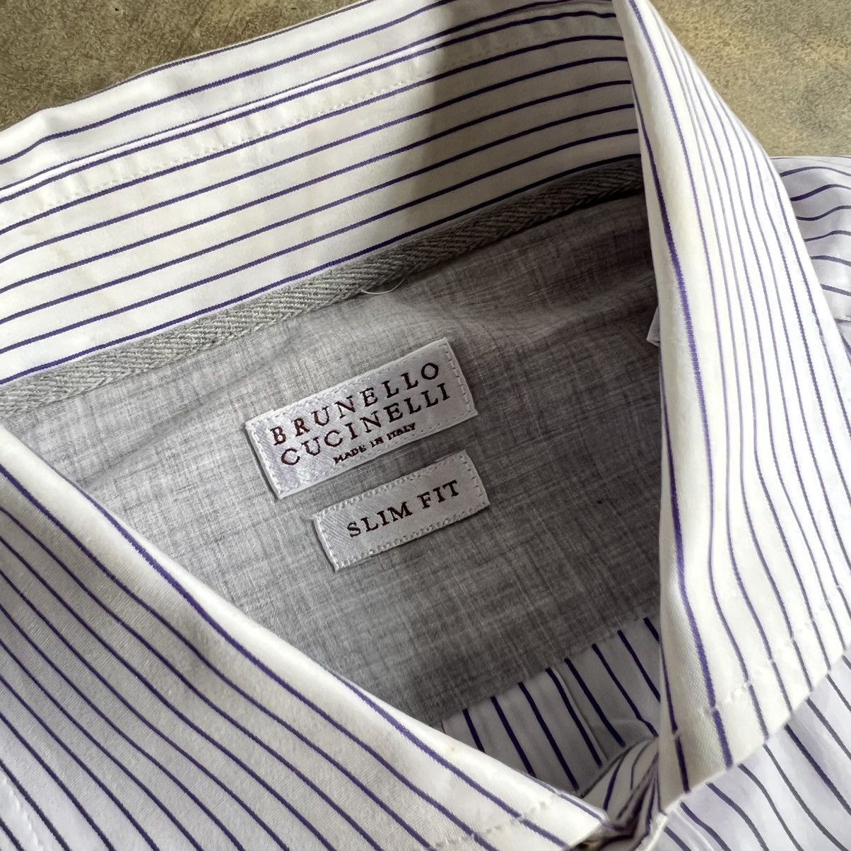 Brunello Cucinelli Brunello Cucinelli Stripe Long Sleeve Button up Shirt Size US L / EU 52-54 / 3 - 3 Thumbnail