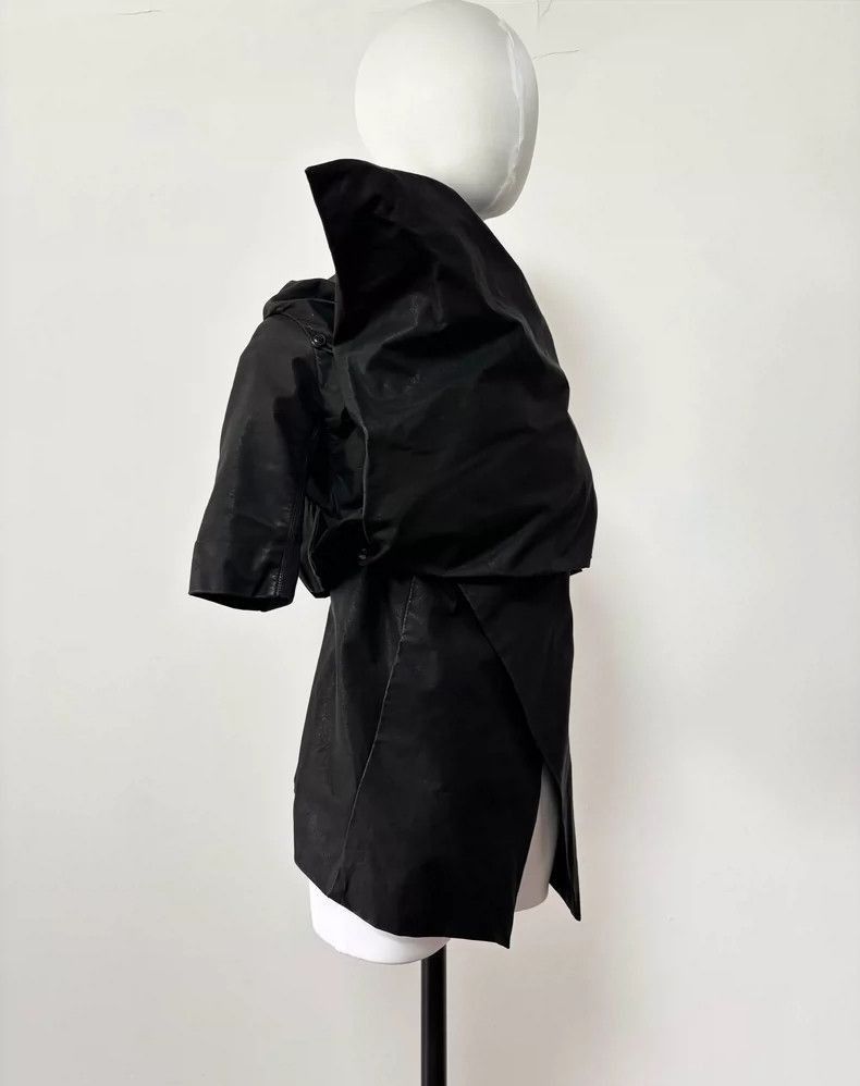 Rick Owens Vintage Black Leather Asymmetric Jacket Top- Size US M / EU 48-50 / 2 - 4 Thumbnail