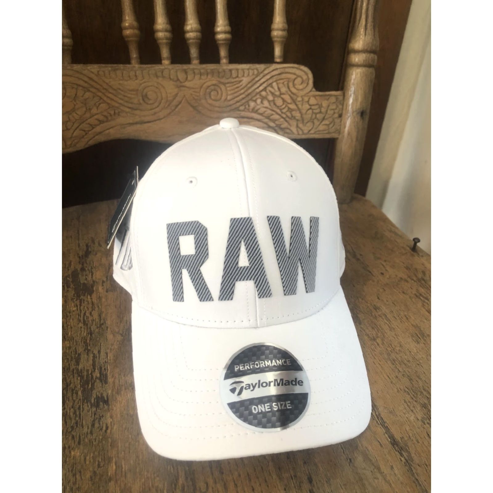 TaylorMade TaylorMade RAW Hat Cap Strap Back Mens One Size White Golf Tour Authentic Size ONE SIZE - 4 Thumbnail